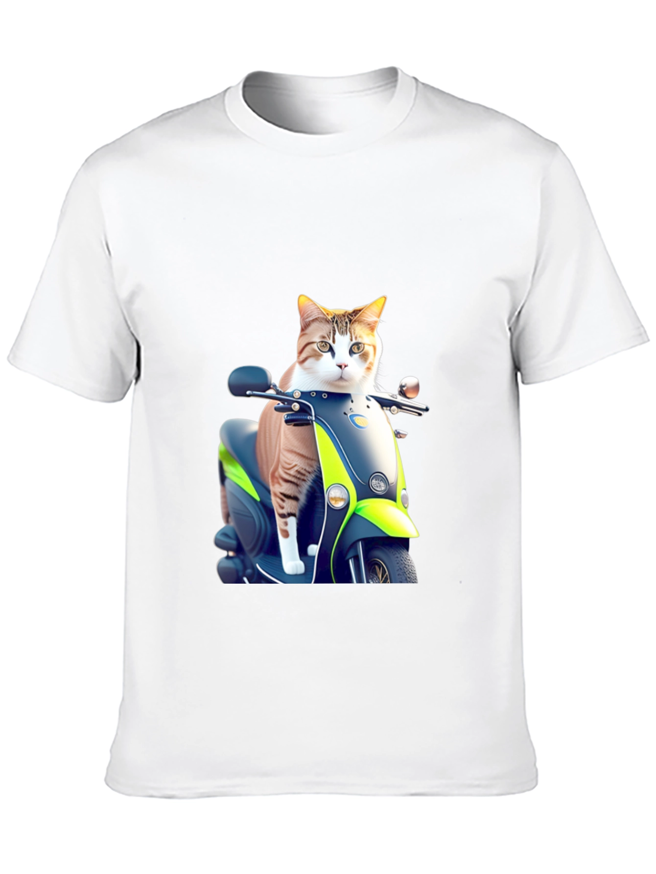 Cat on Scooter Graphic T-Shirt - Black Cotton Tee