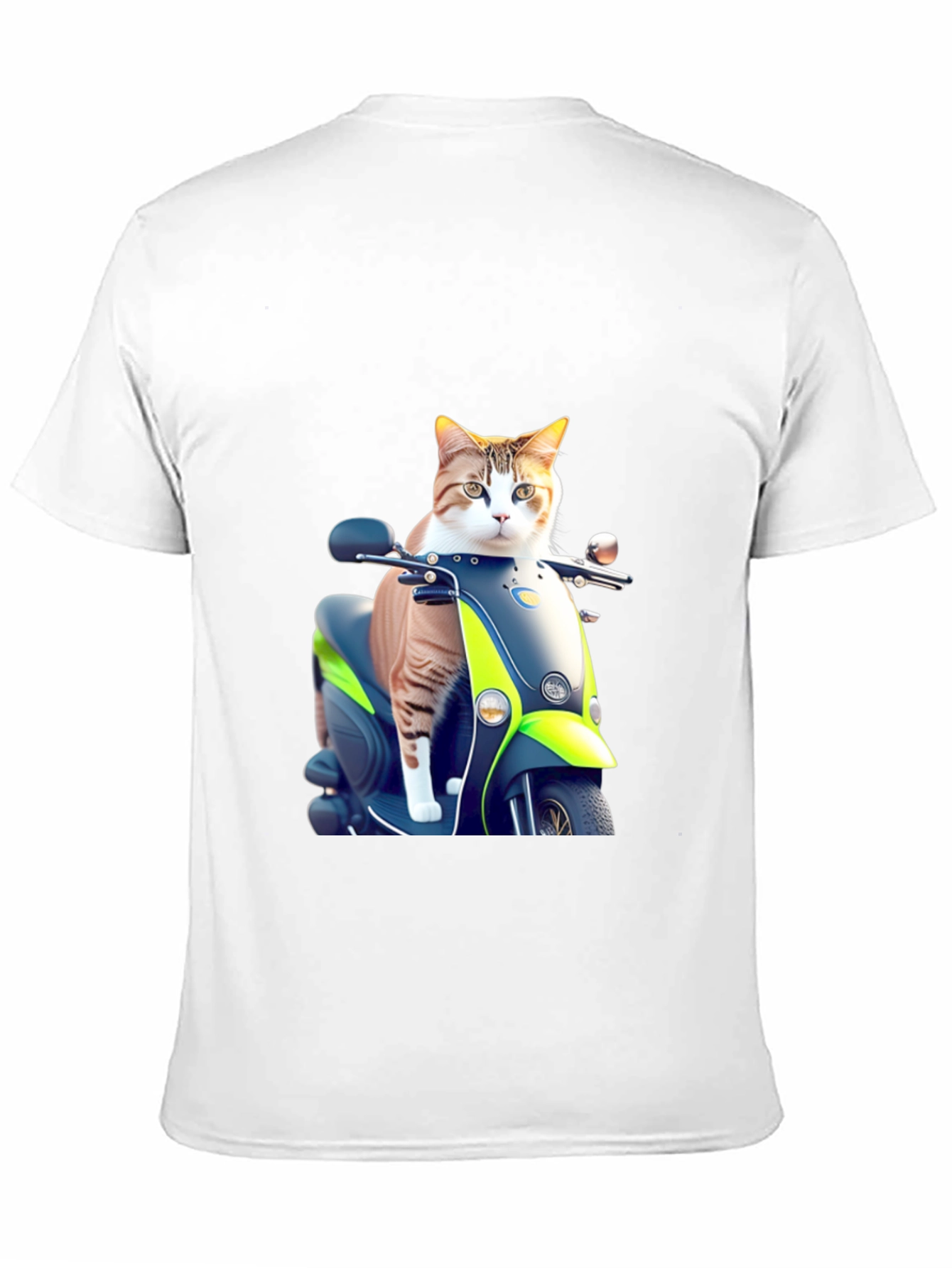 Cat on Scooter Graphic T-Shirt - Black Cotton Tee