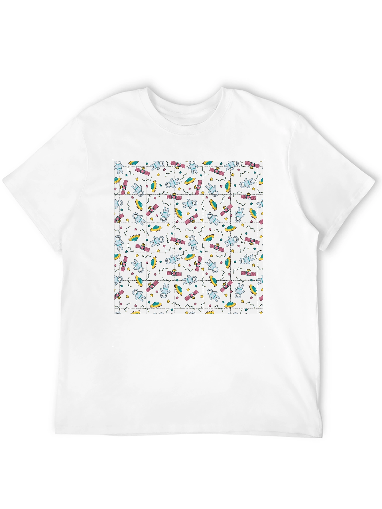 Retro Space Pattern Black T-Shirt
