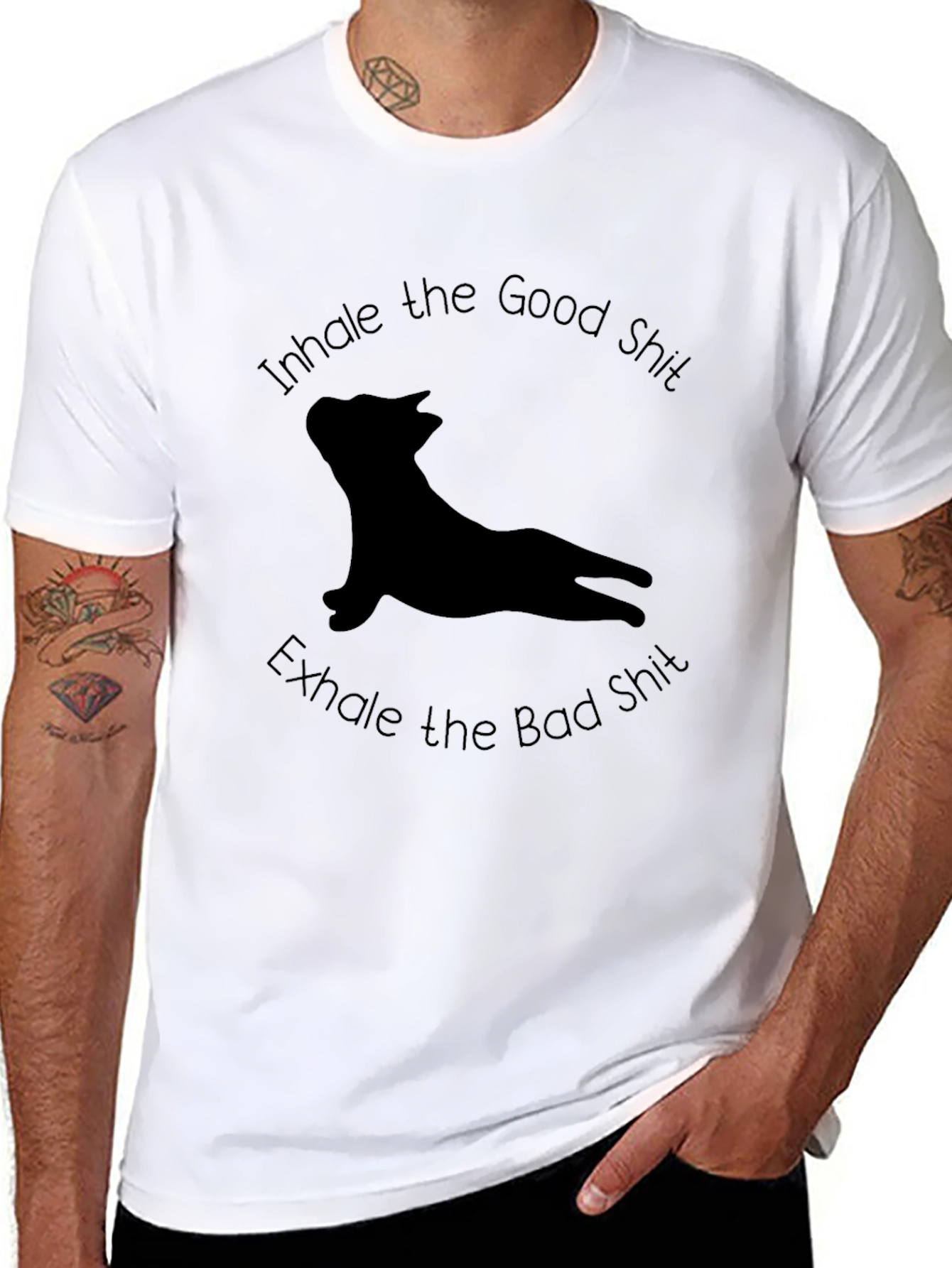 Inhale Good Exhale Bad T-Shirt - Yoga Dog Tee