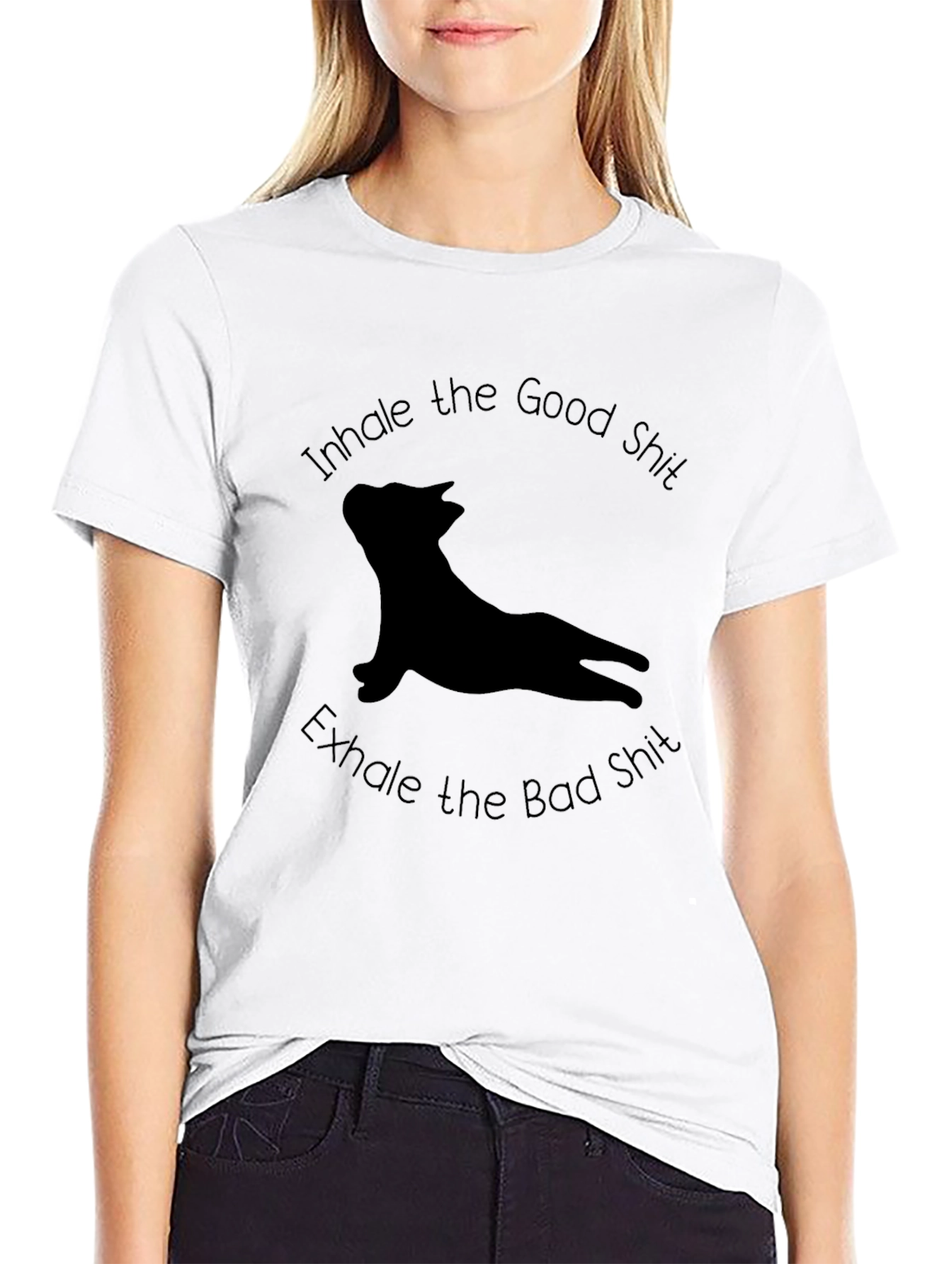 Inhale Good Exhale Bad T-Shirt - Yoga Dog Tee