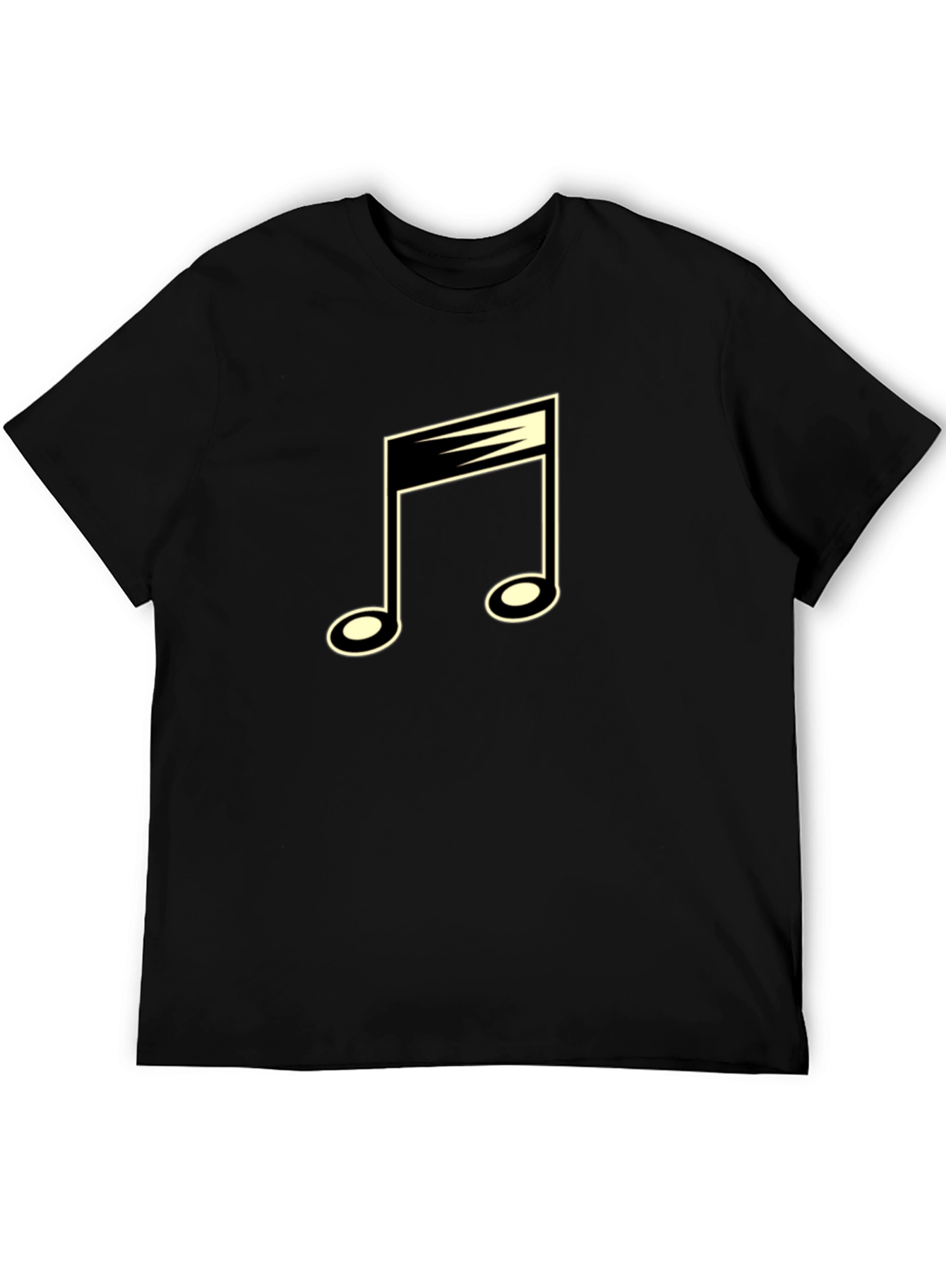 Musical Note Graphic Tee - Black Cotton Blend