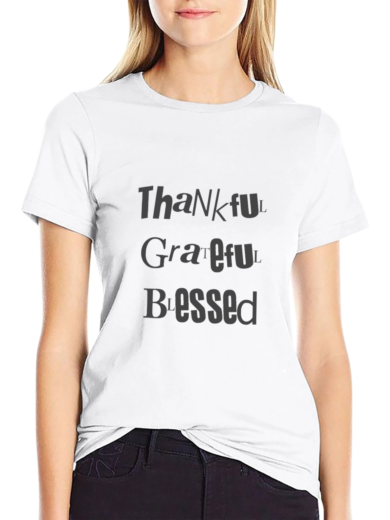 Thankful Grateful Blessed Black T-Shirt