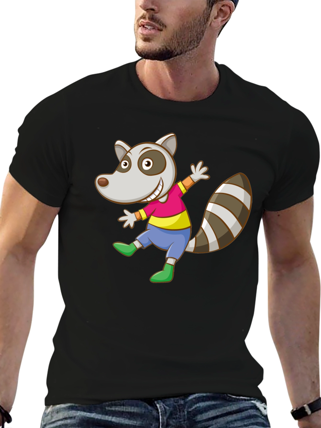 Cartoon Raccoon Graphic Tee - Fun & Unique!
