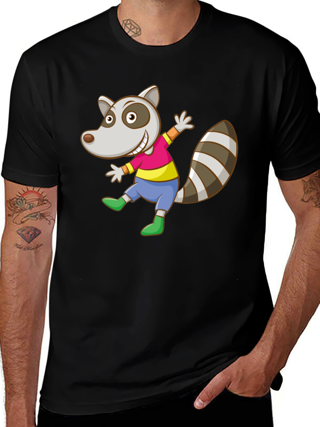 Cartoon Raccoon Graphic Tee - Fun & Unique!