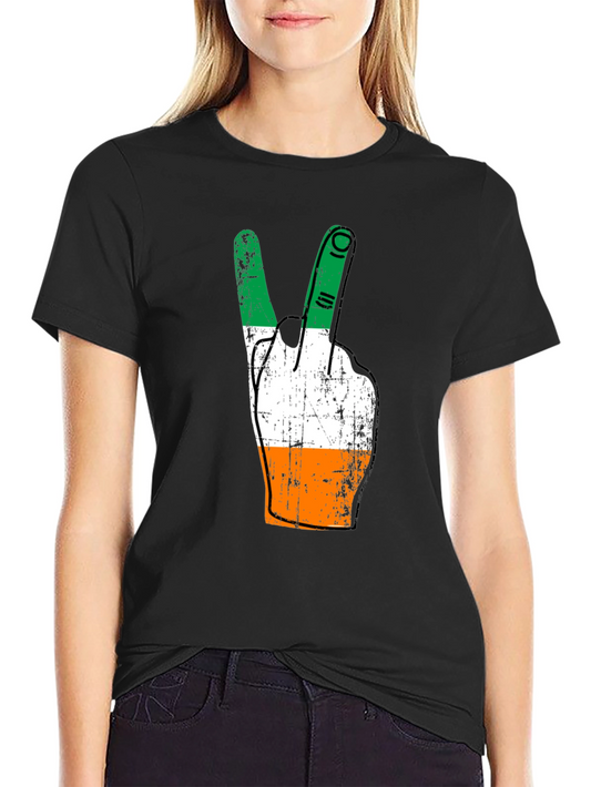 Irish Flag Peace Sign Graphic Tee - Black
