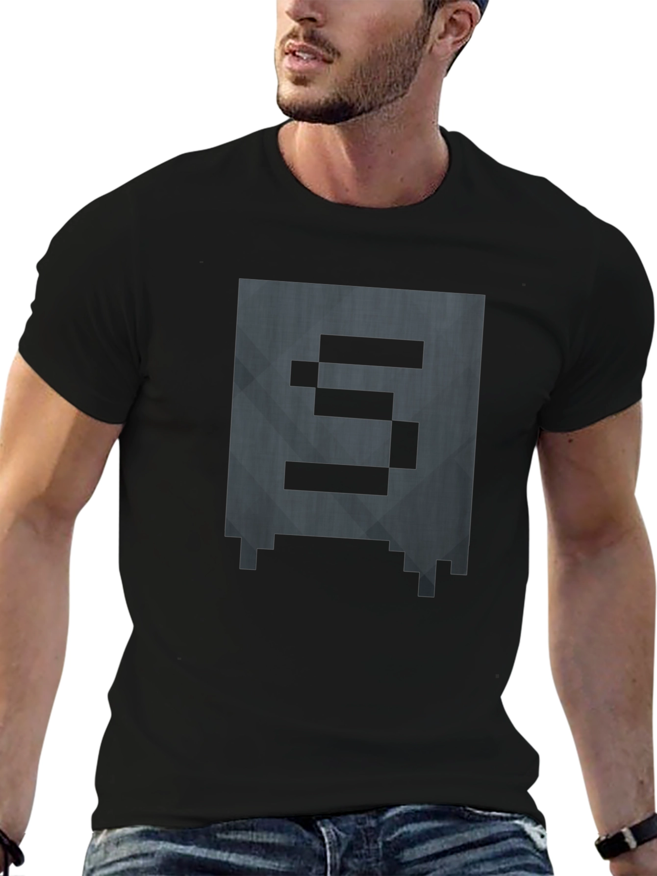 Pixelated S Graphic Tee - Gamer Style Shirt