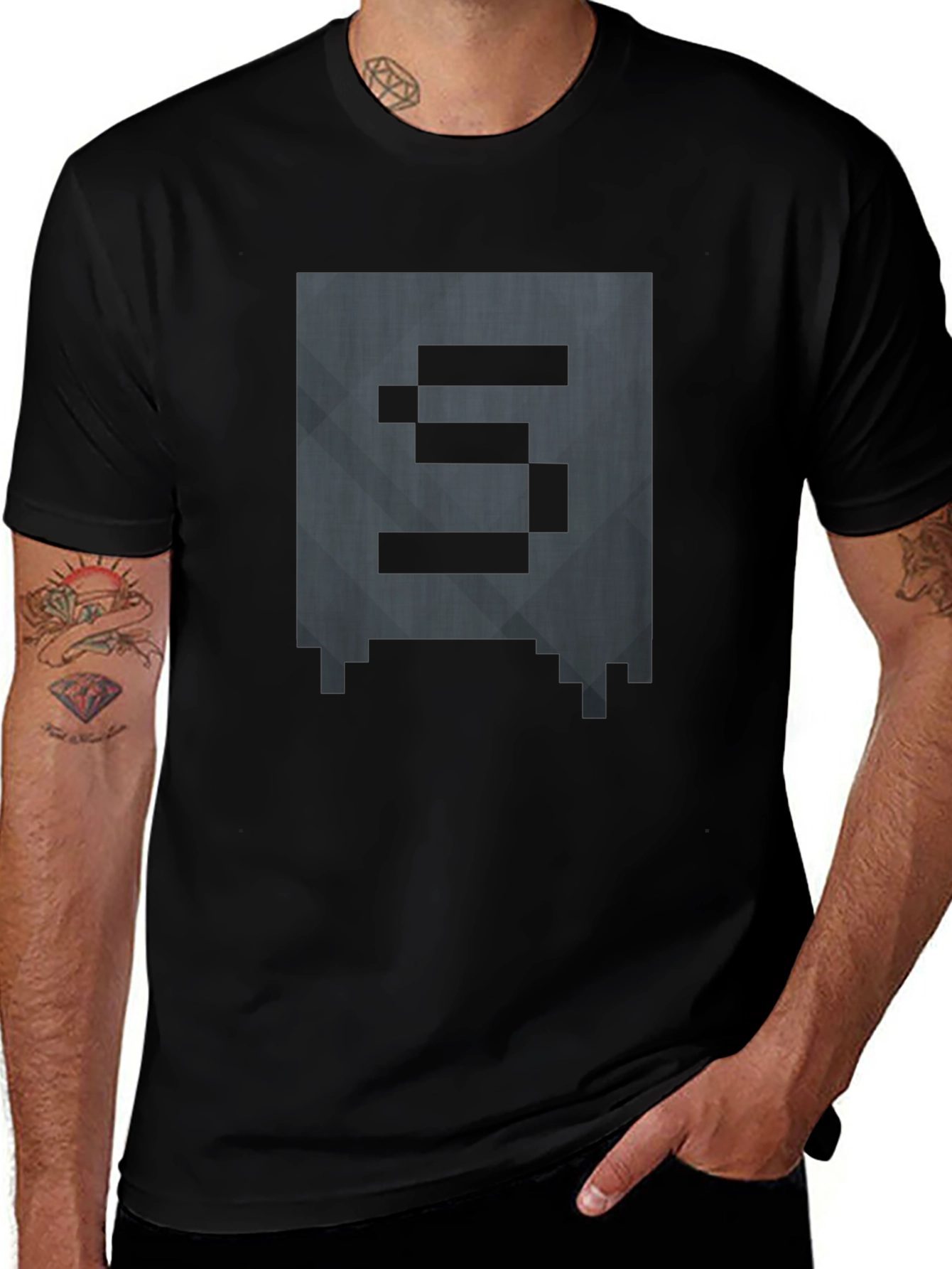 Pixelated S Graphic Tee - Gamer Style Shirt