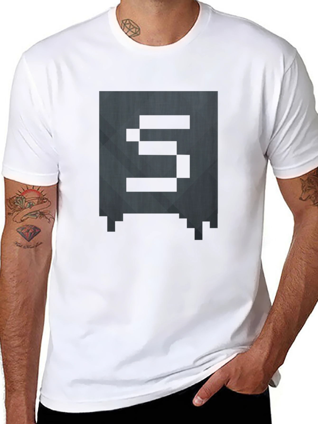Pixelated S Graphic Tee - Gamer Style Shirt