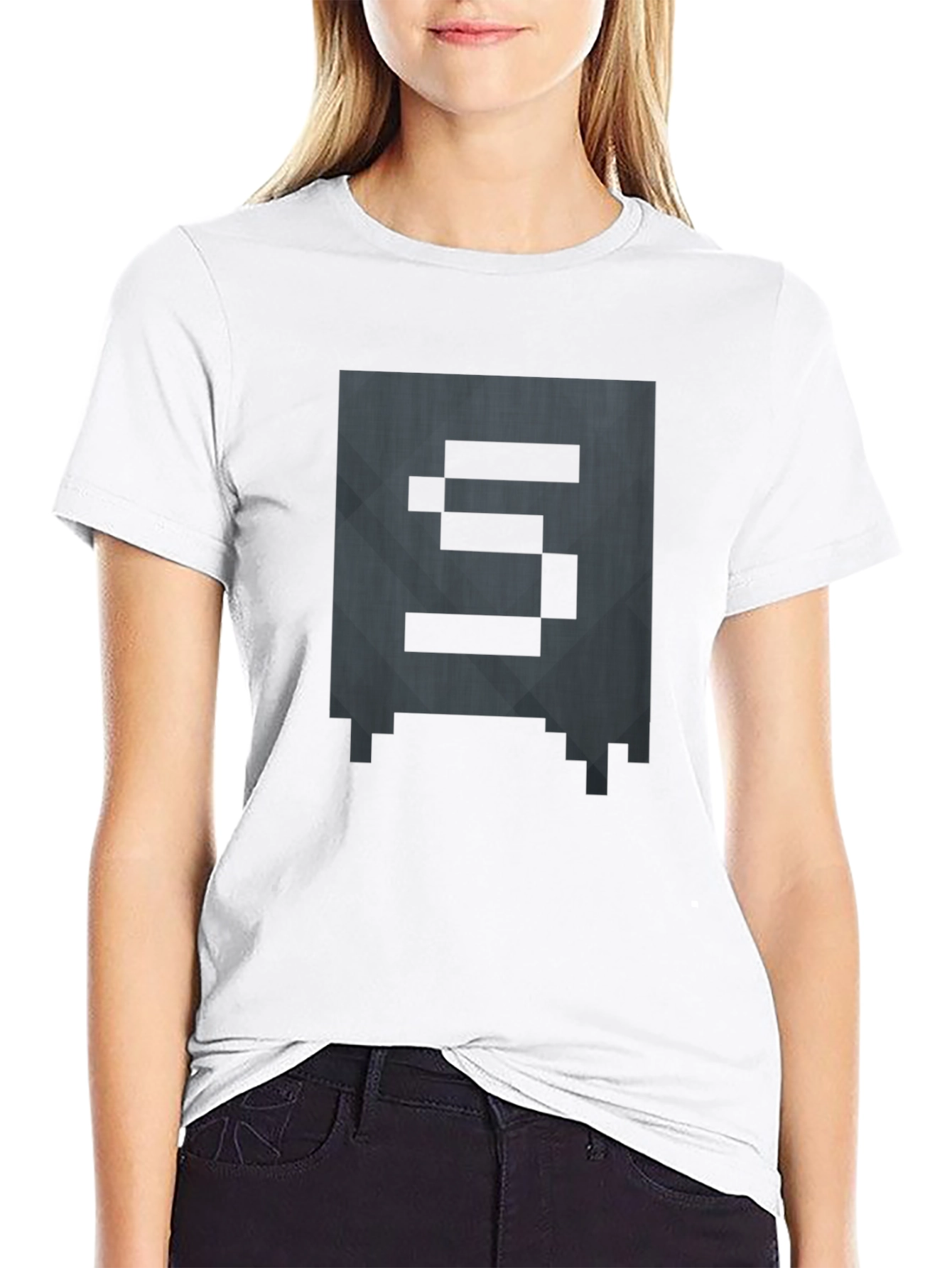 Pixelated S Graphic Tee - Gamer Style Shirt