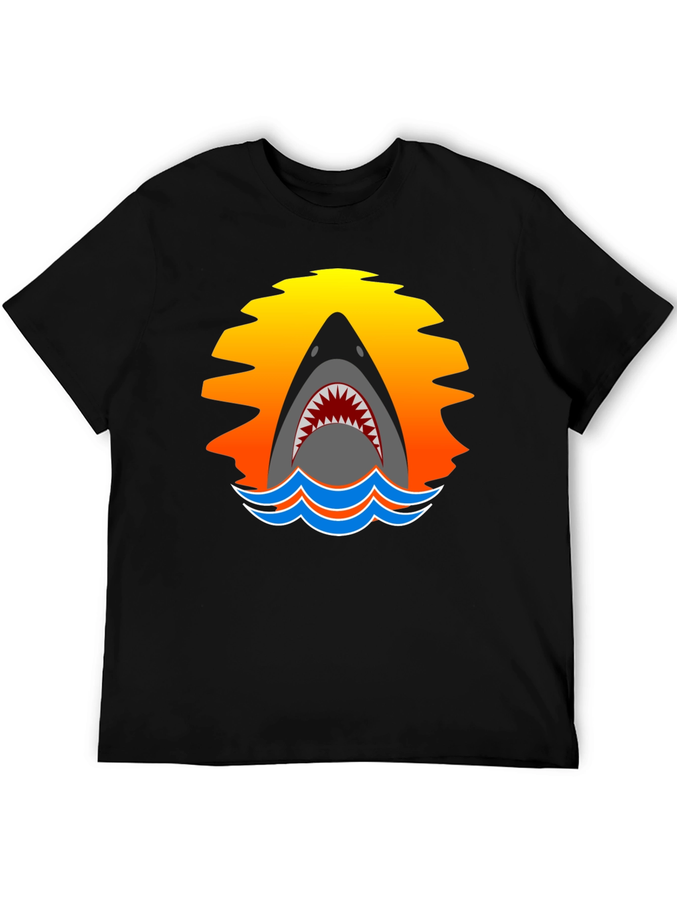 Shark Sunset Graphic T-Shirt - Black Cotton Tee
