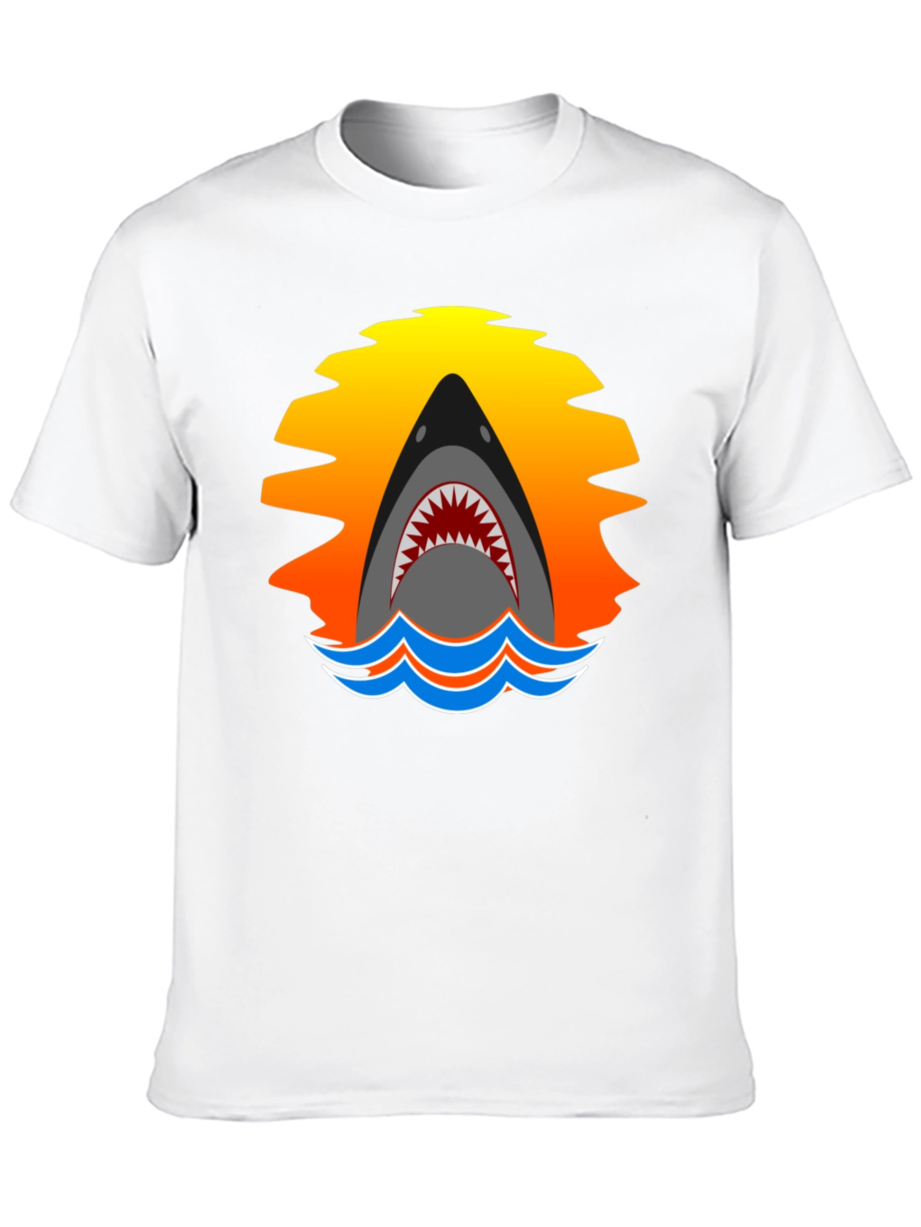 Shark Sunset Graphic T-Shirt - Black Cotton Tee