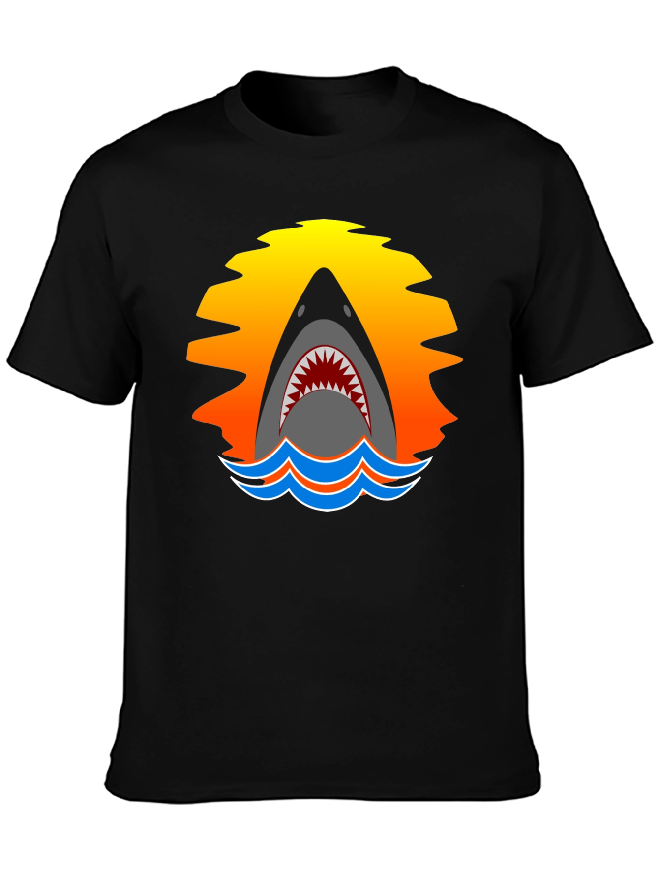 Shark Sunset Graphic T-Shirt - Black Cotton Tee