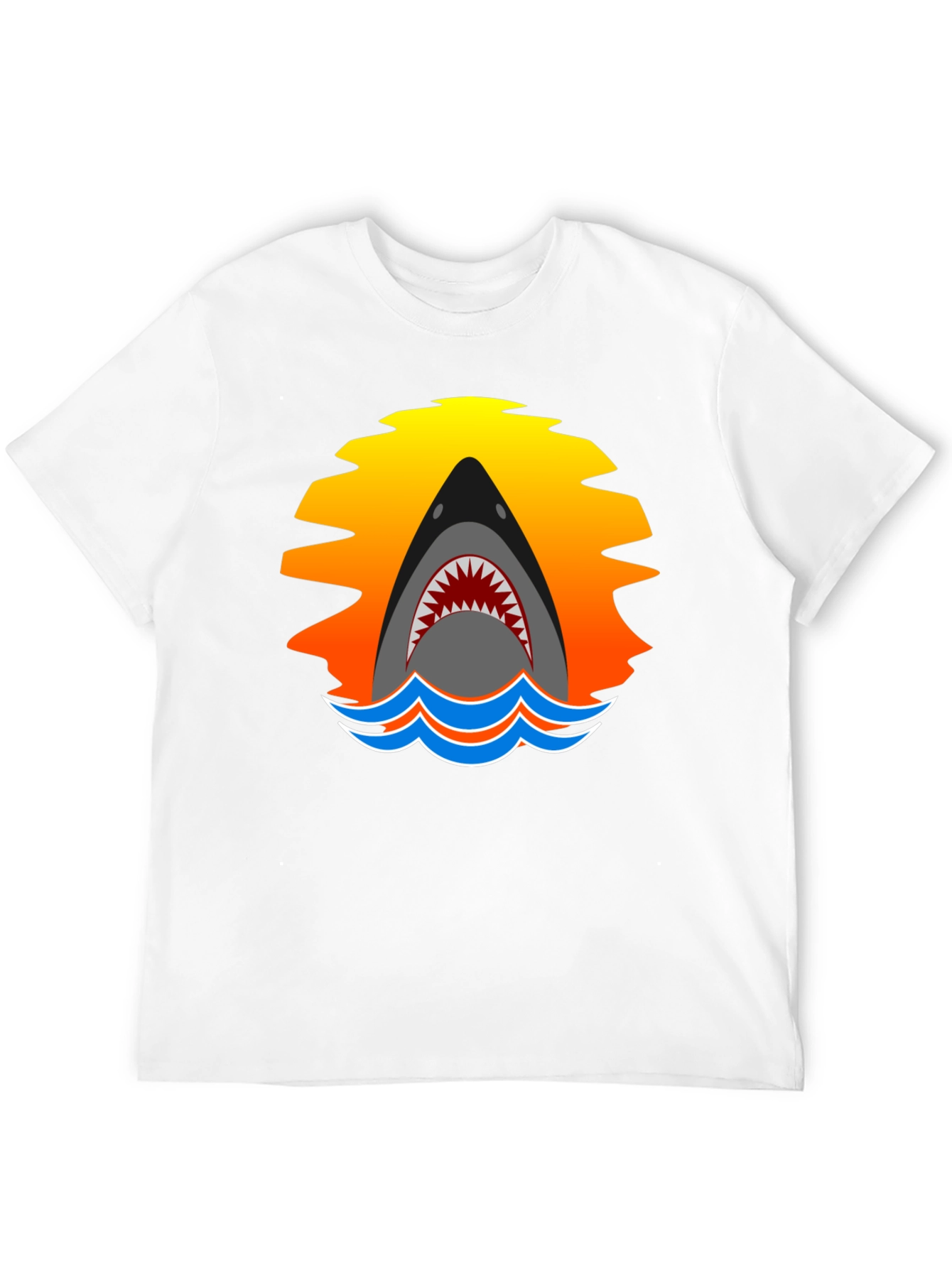 Shark Sunset Graphic T-Shirt - Black Cotton Tee