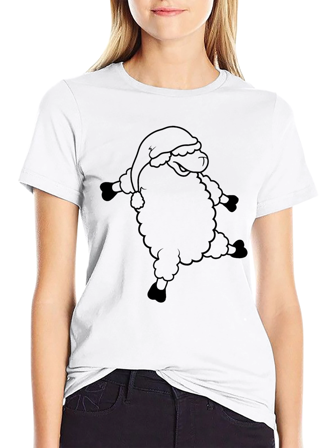 Dancing Santa Sheep Graphic Tee - Black