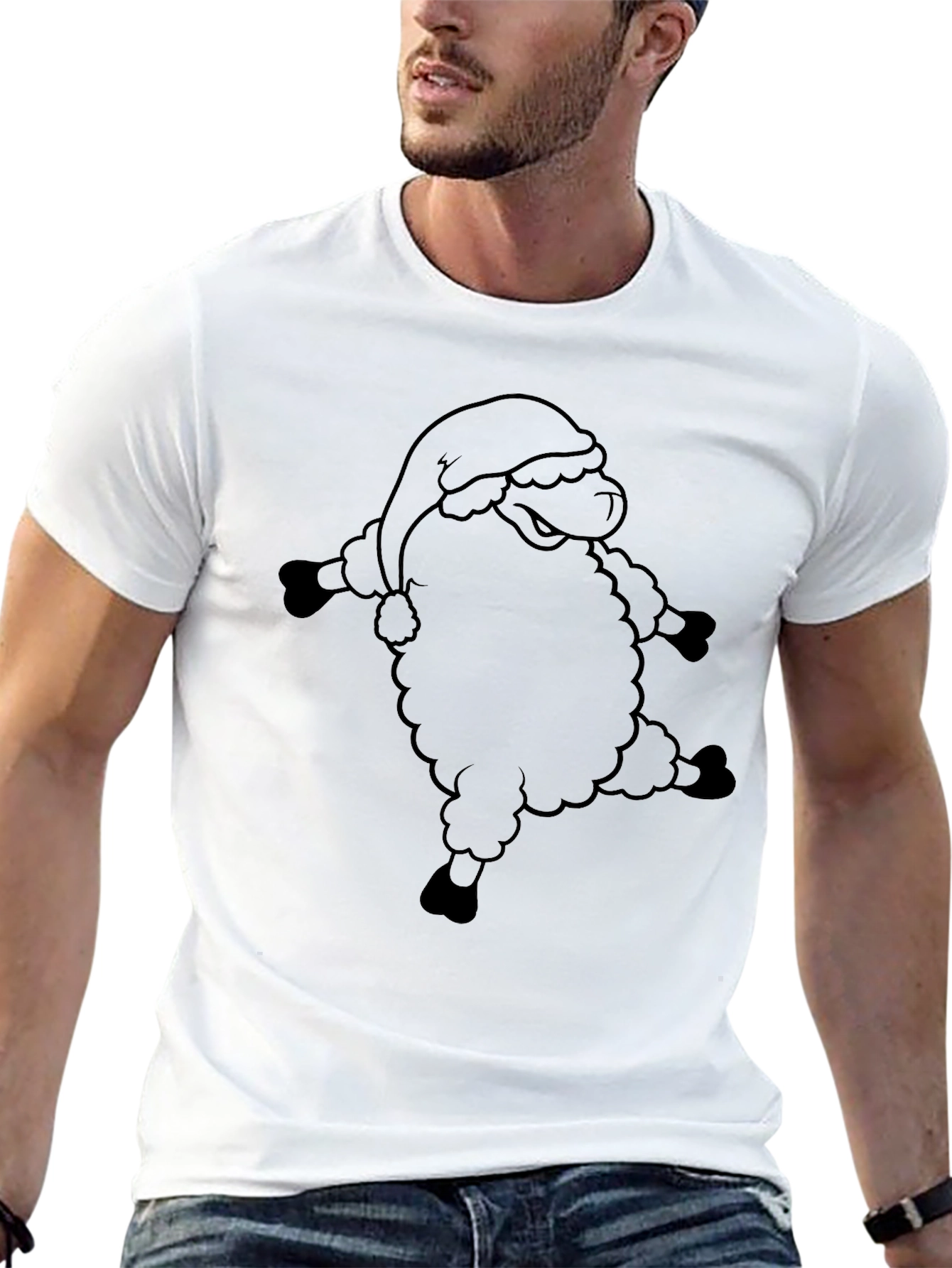 Dancing Santa Sheep Graphic Tee - Black