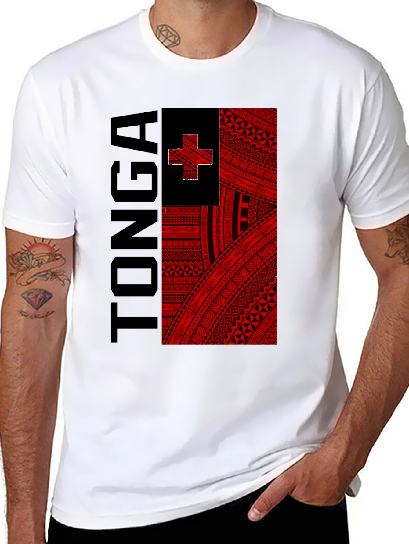 Tonga Flag Graphic Tee - Black