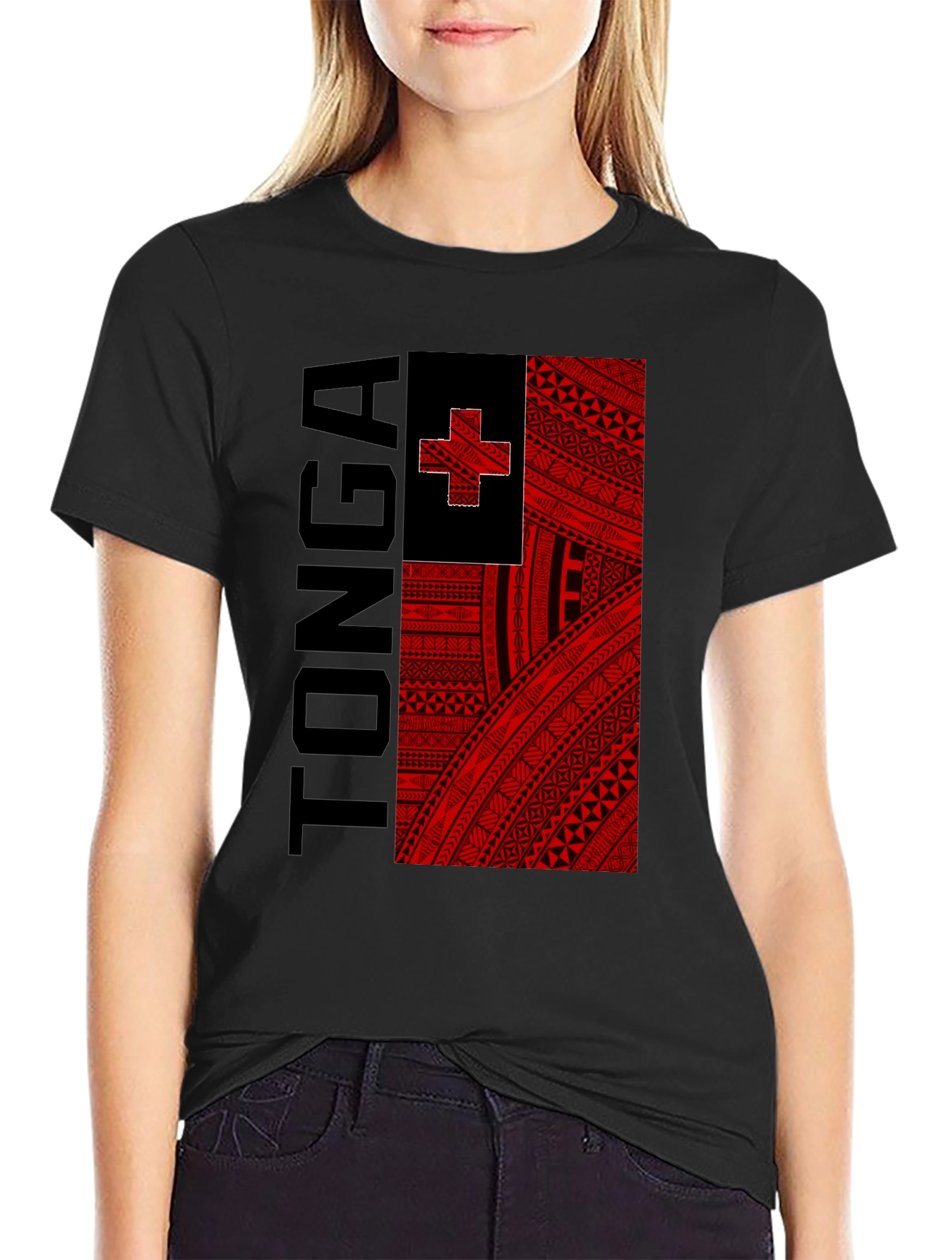 Tonga Flag Graphic Tee - Black