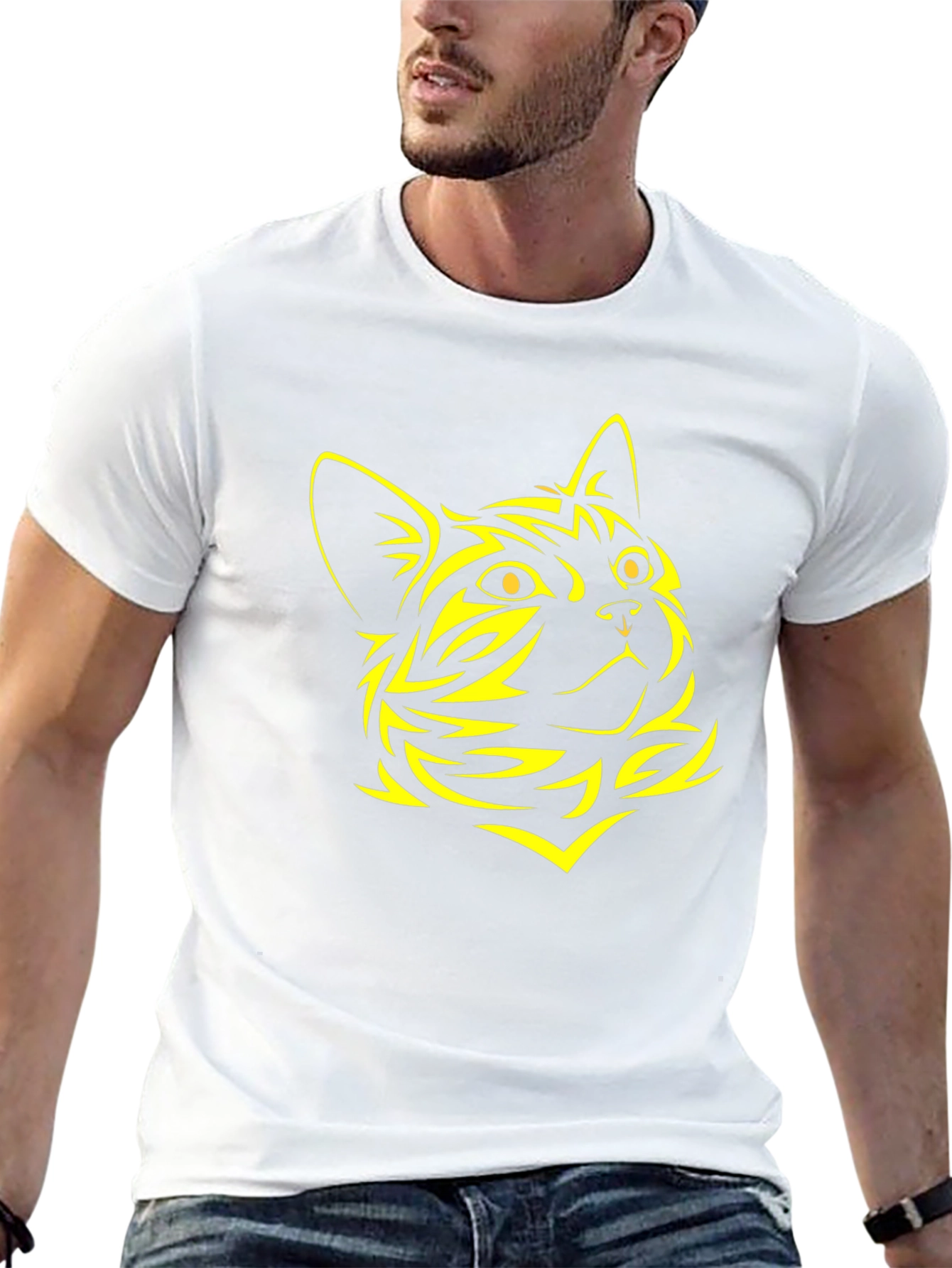 Black Cat Graphic Tee - Stylish Animal Design