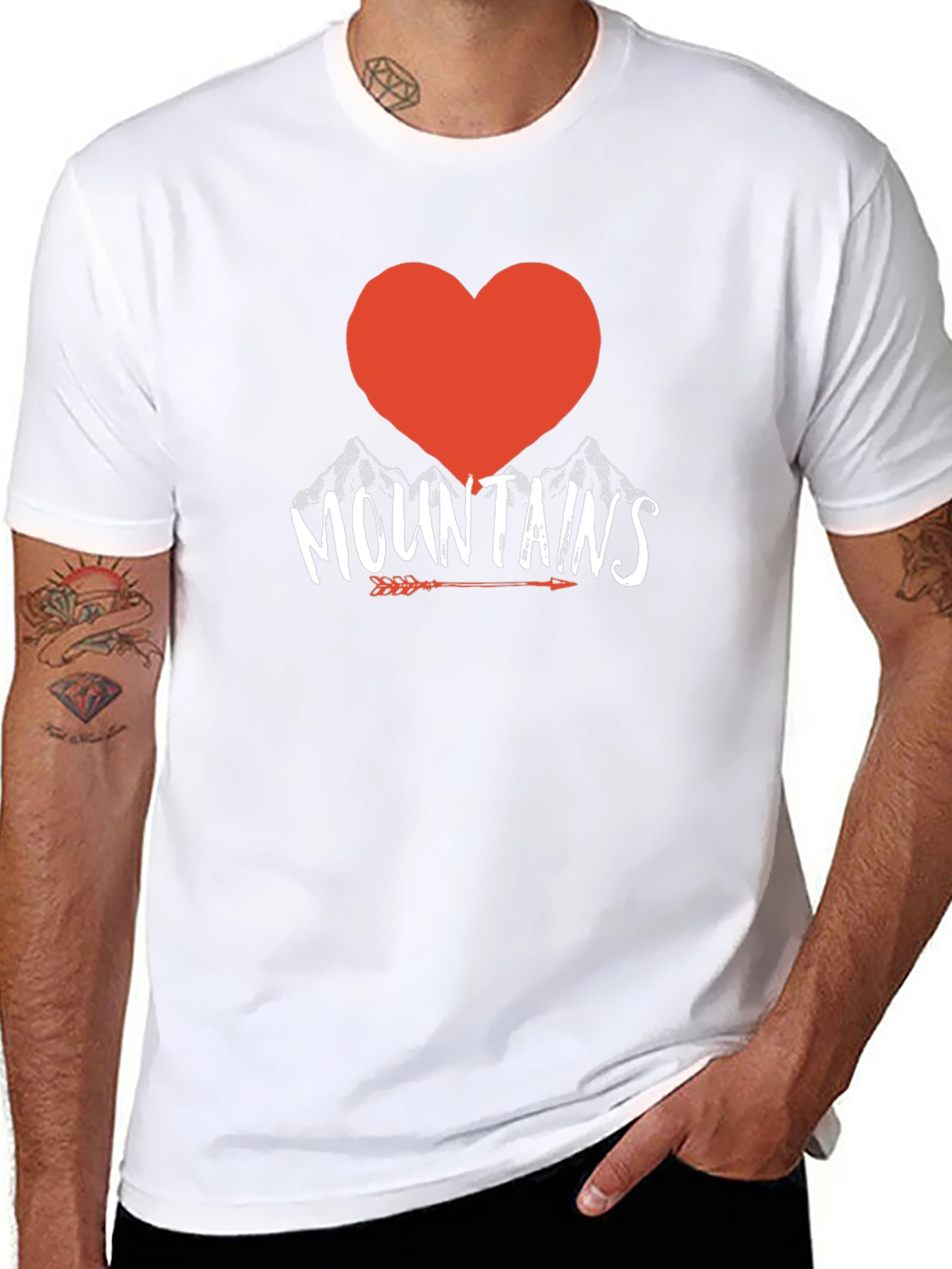 I Love Mountains Graphic Tee - Arrow Heart Design