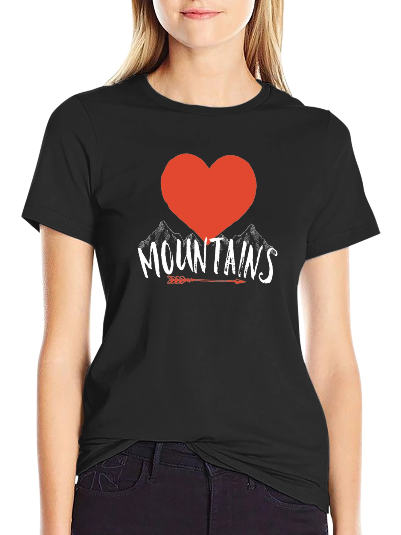 I Love Mountains Graphic Tee - Arrow Heart Design