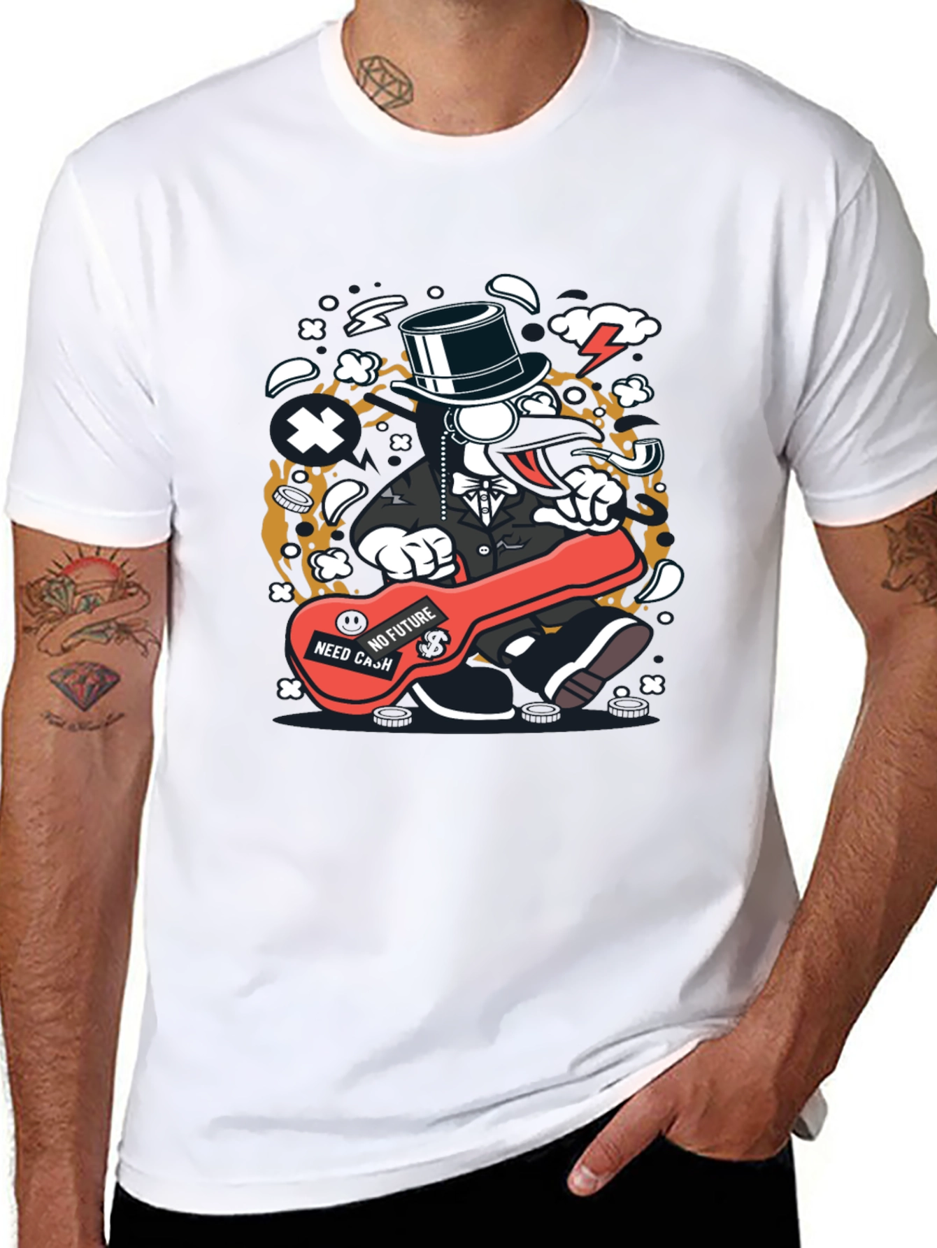 Cartoon Character Graphic Print Black T-Shirt
