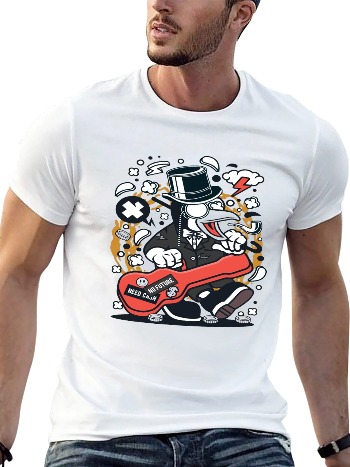 Cartoon Character Graphic Print Black T-Shirt