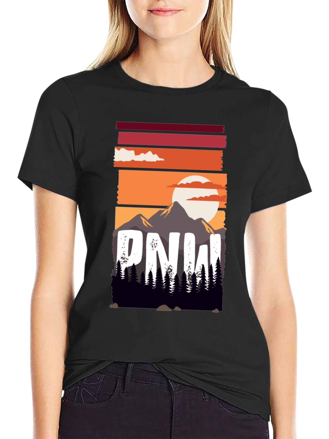 PNW Mountain Sunset Graphic Tee - Nature Lovers Shirt