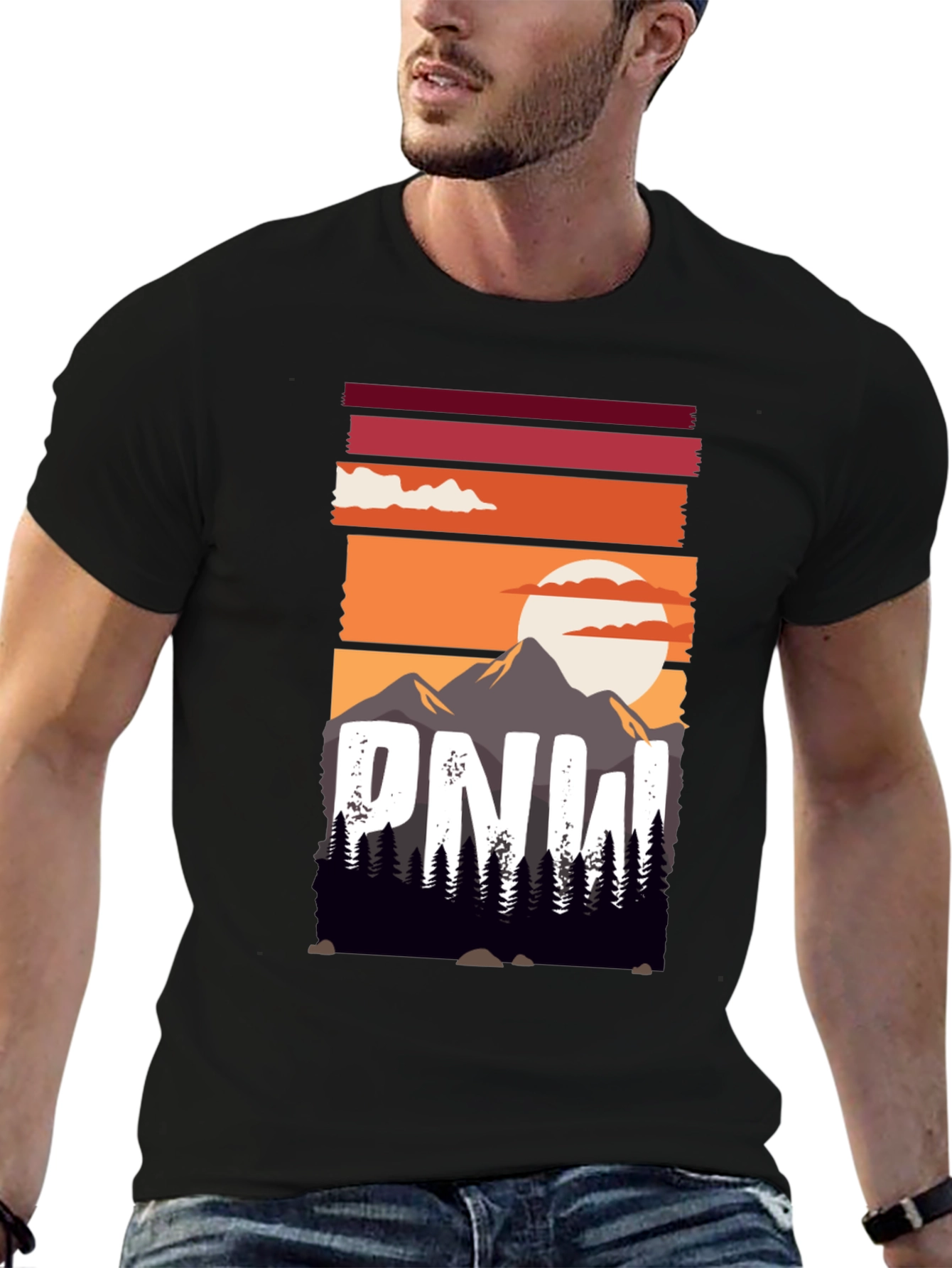 PNW Mountain Sunset Graphic Tee - Nature Lovers Shirt