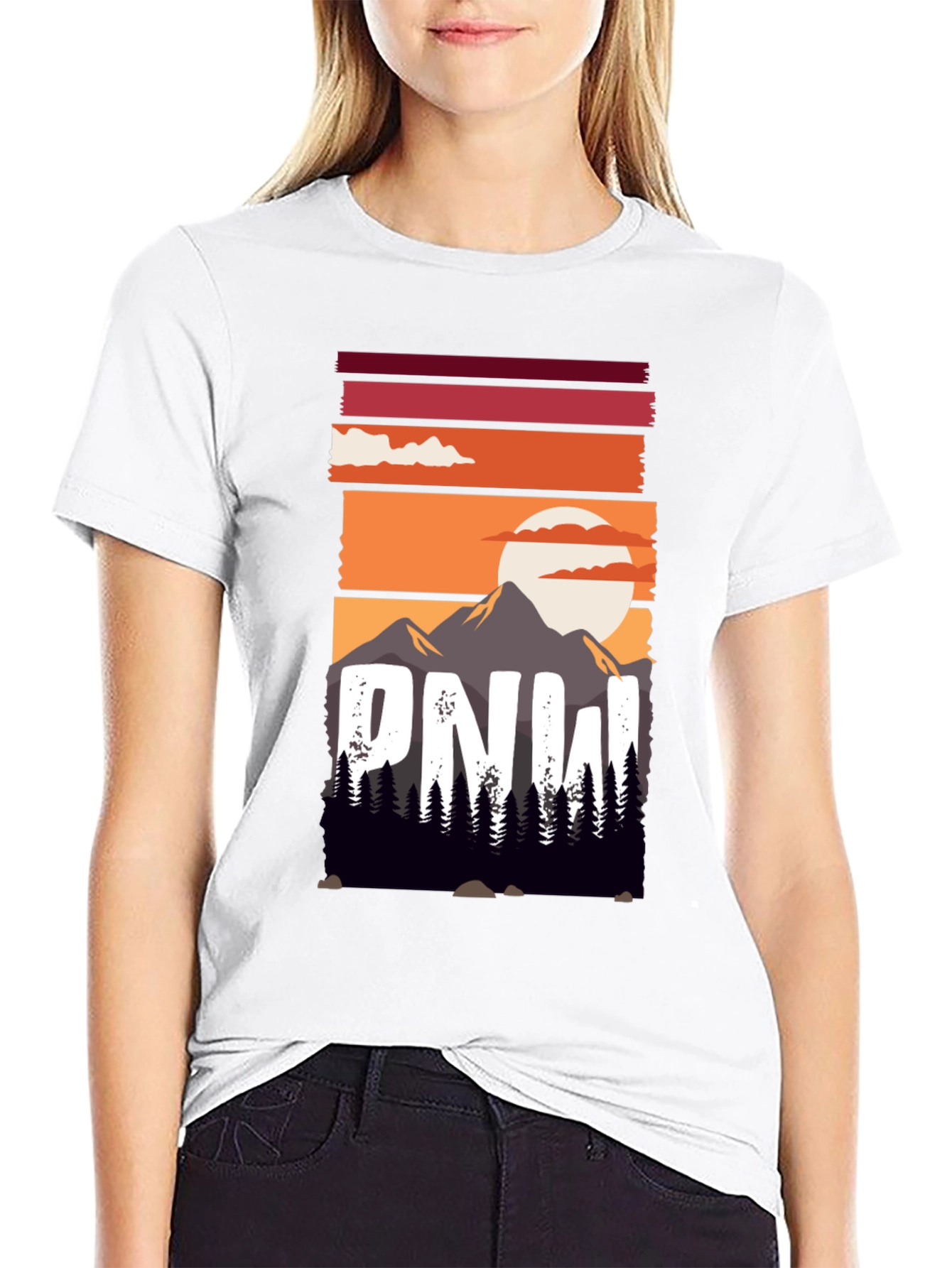 PNW Mountain Sunset Graphic Tee - Nature Lovers Shirt