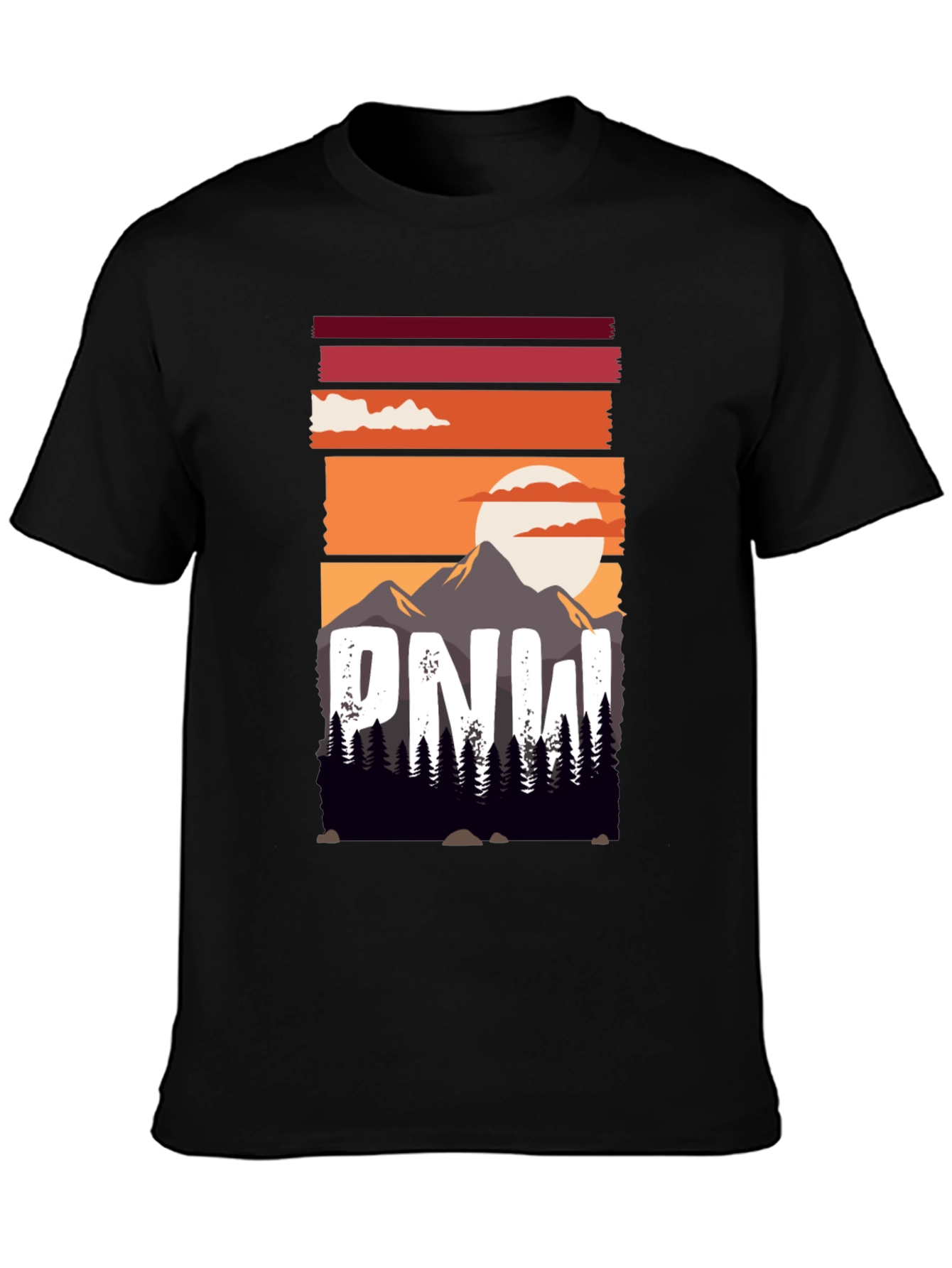 PNW Mountain Sunset Graphic Tee - Nature Lovers Shirt