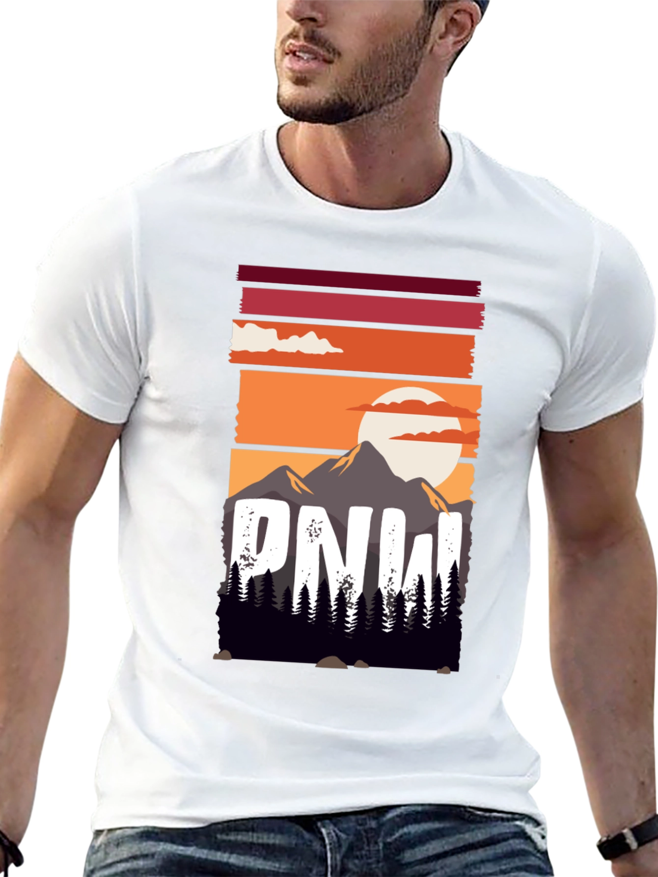 PNW Mountain Sunset Graphic Tee - Nature Lovers Shirt