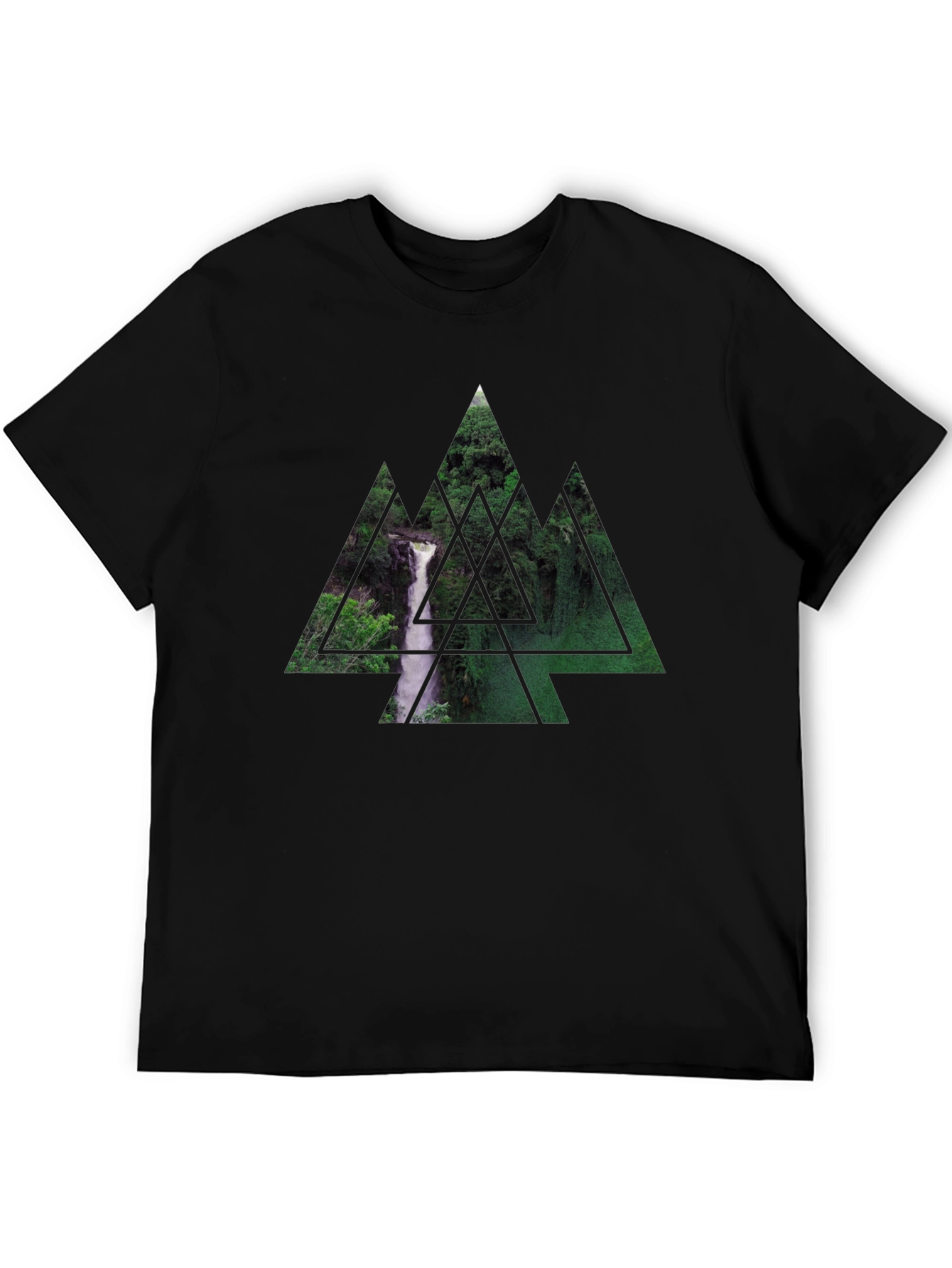 Waterfall Triangle Graphic Black T-Shirt