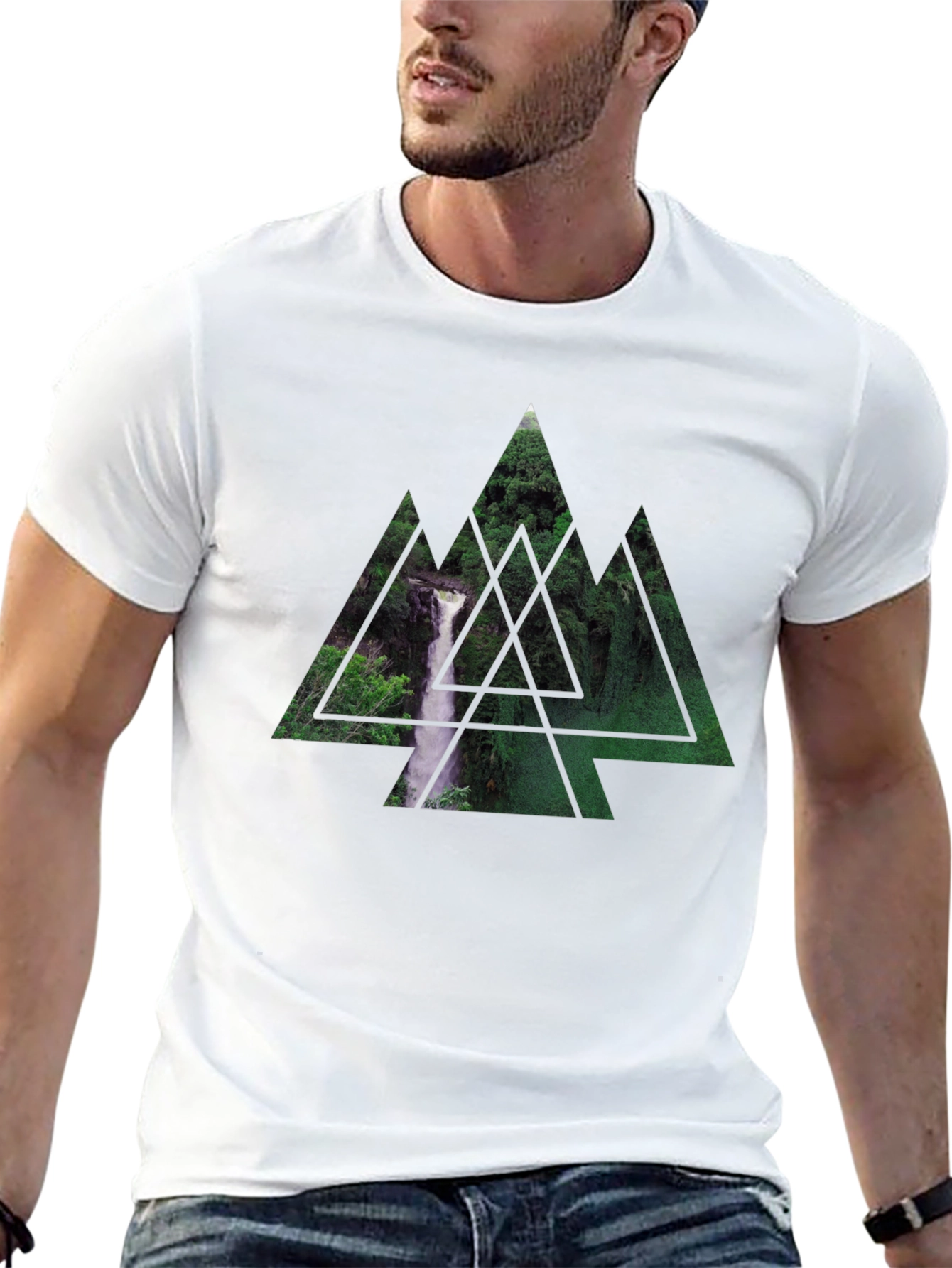 Waterfall Triangle Graphic Black T-Shirt