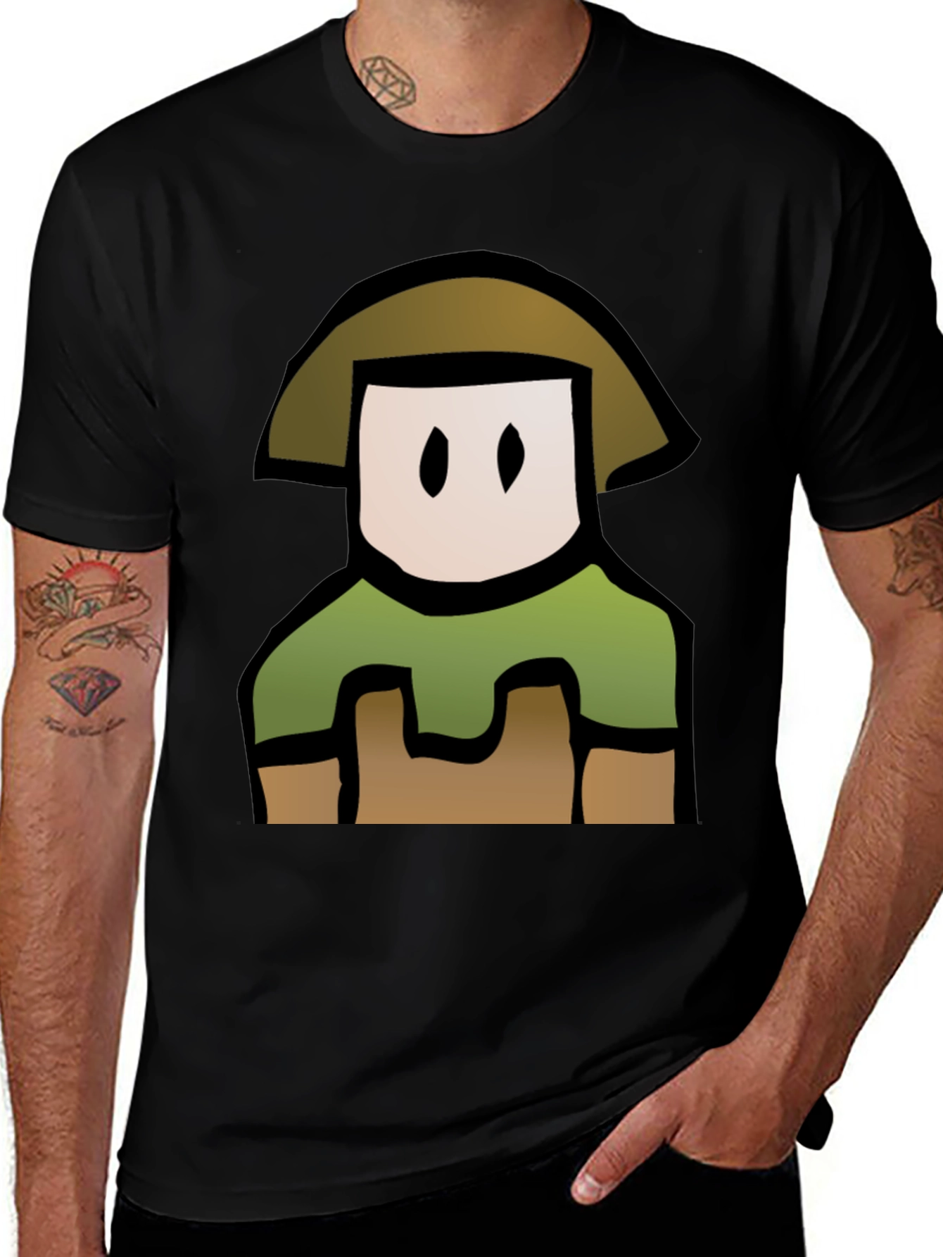 Cartoon Character T-Shirt - Black