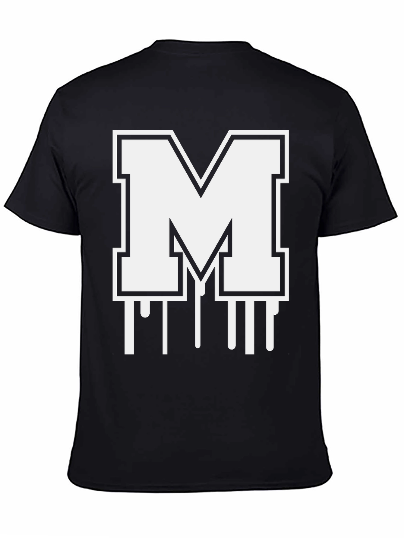 Bold Initial M Graphic Tee - Black Cotton Blend