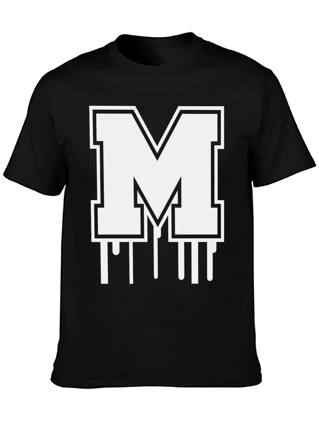 Bold Initial M Graphic Tee - Black Cotton Blend