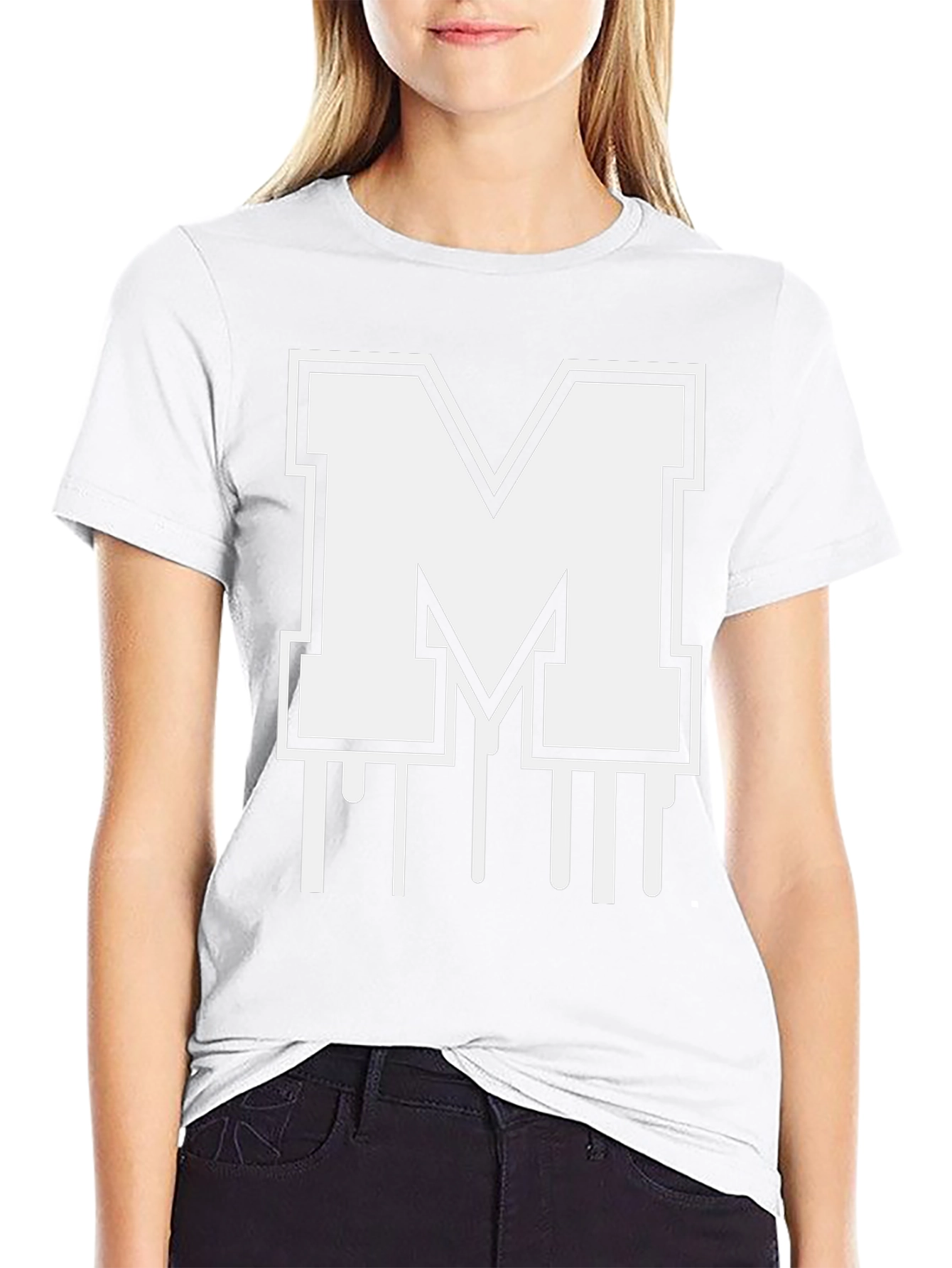 Bold Initial M Graphic Tee - Black Cotton Blend