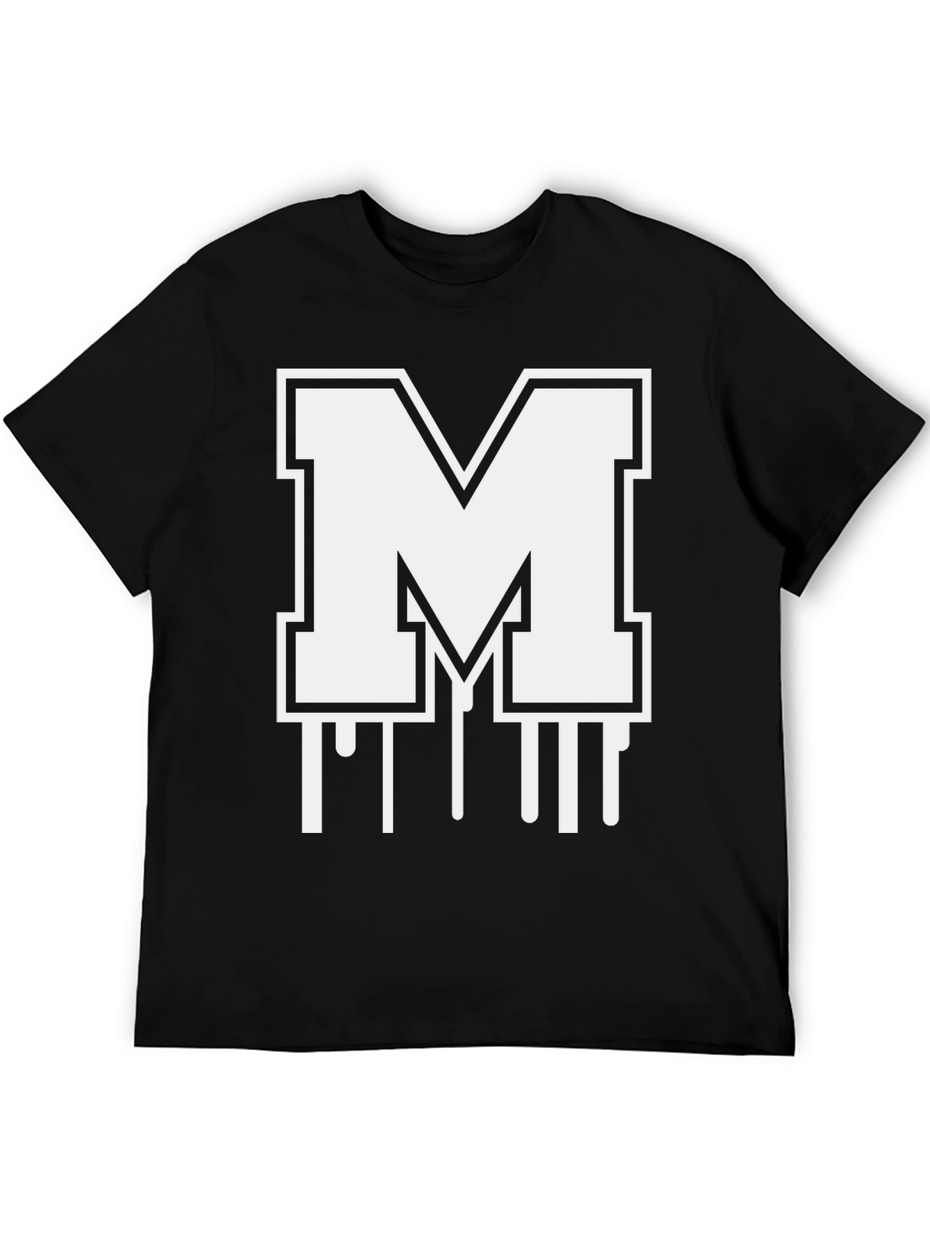 Bold Initial M Graphic Tee - Black Cotton Blend