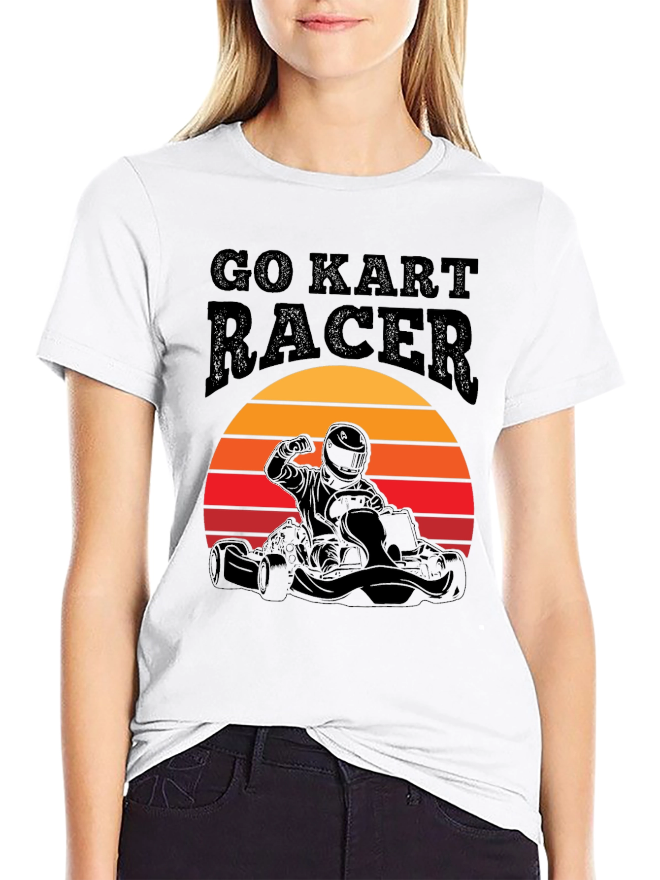 Go Kart Racer T-Shirt: Retro Sunset Design