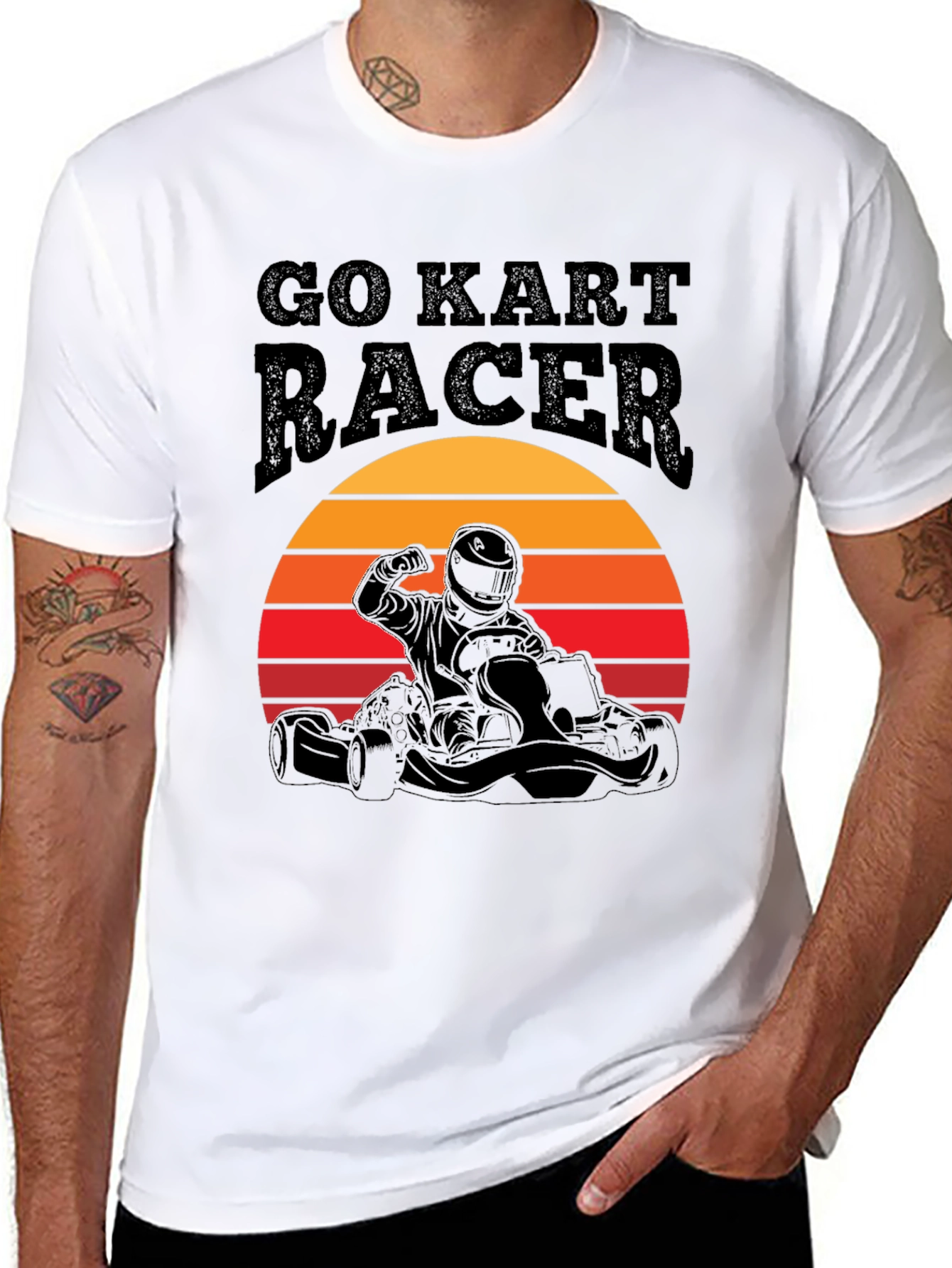 Go Kart Racer T-Shirt: Retro Sunset Design