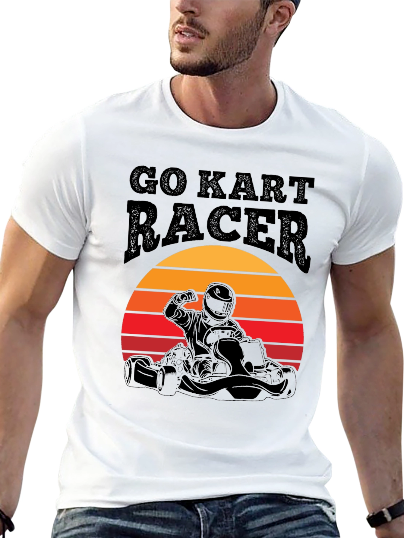 Go Kart Racer T-Shirt: Retro Sunset Design