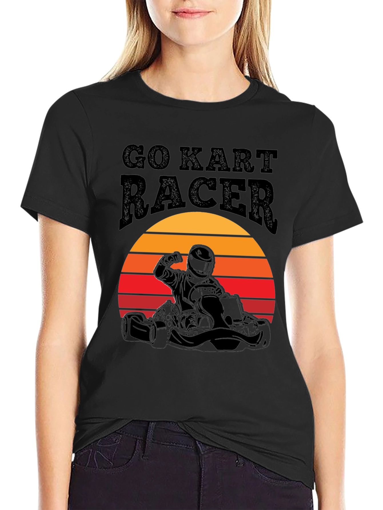 Go Kart Racer T-Shirt: Retro Sunset Design