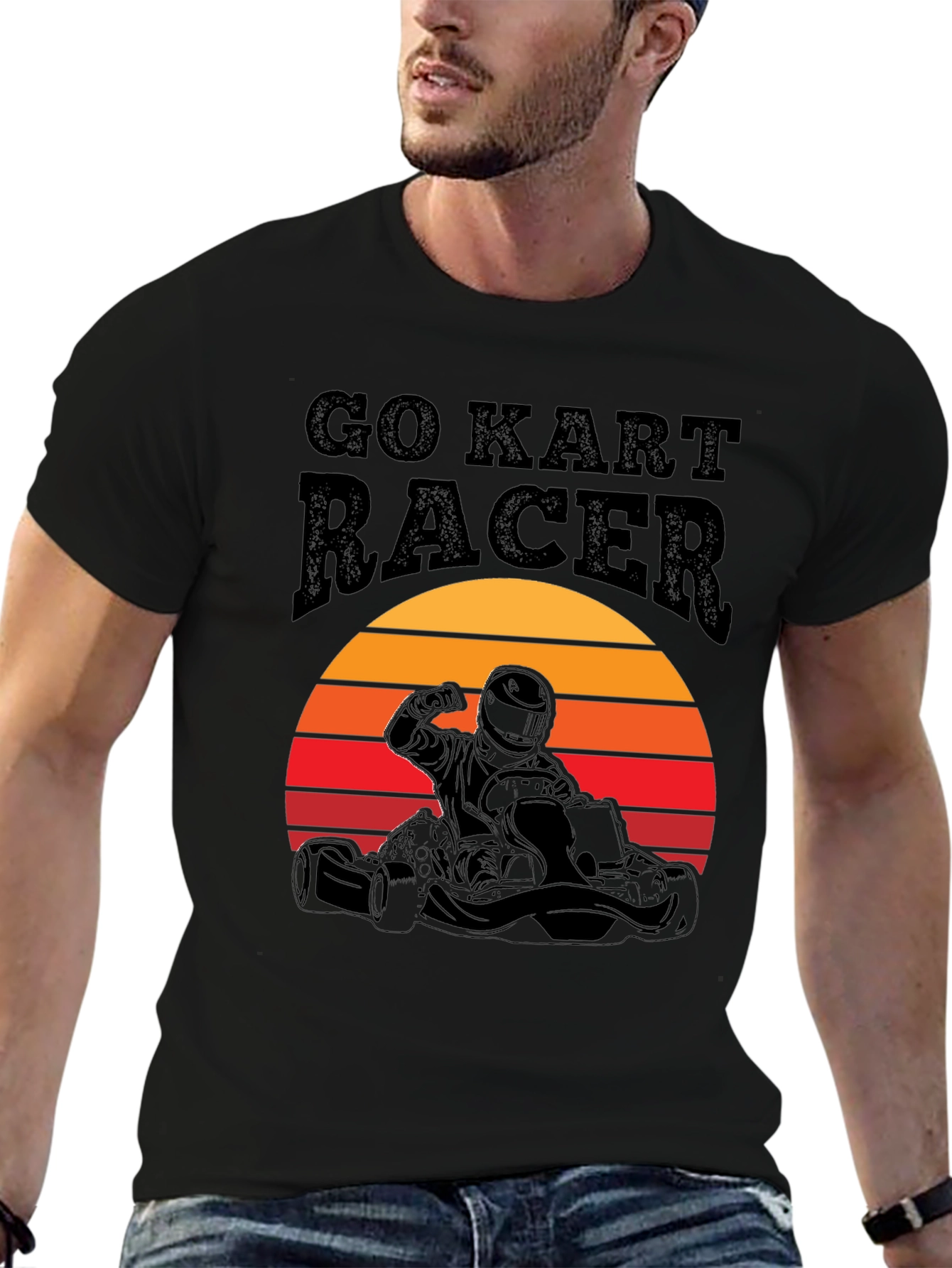 Go Kart Racer T-Shirt: Retro Sunset Design
