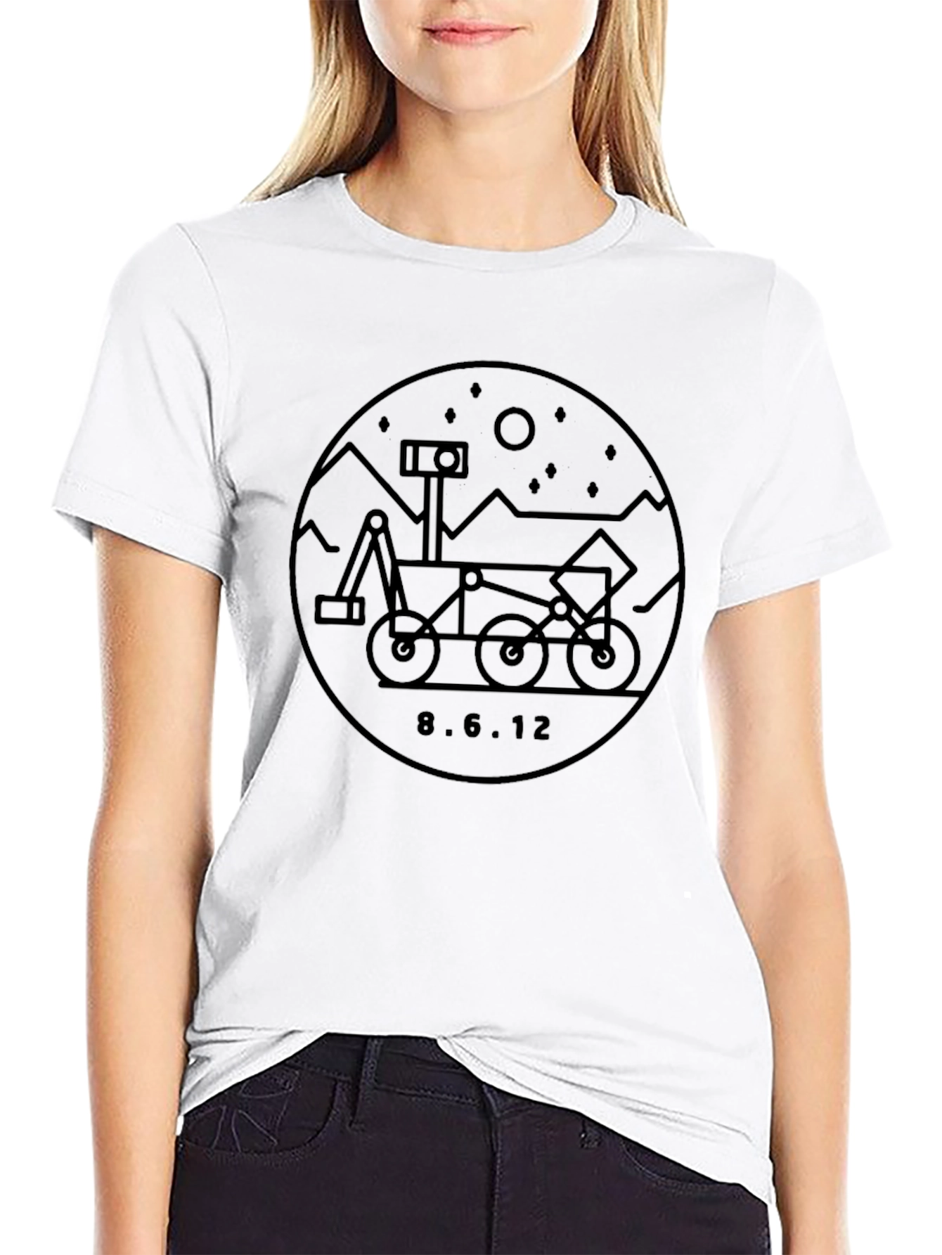 Mars Rover Landing Date Graphic Tee - Black