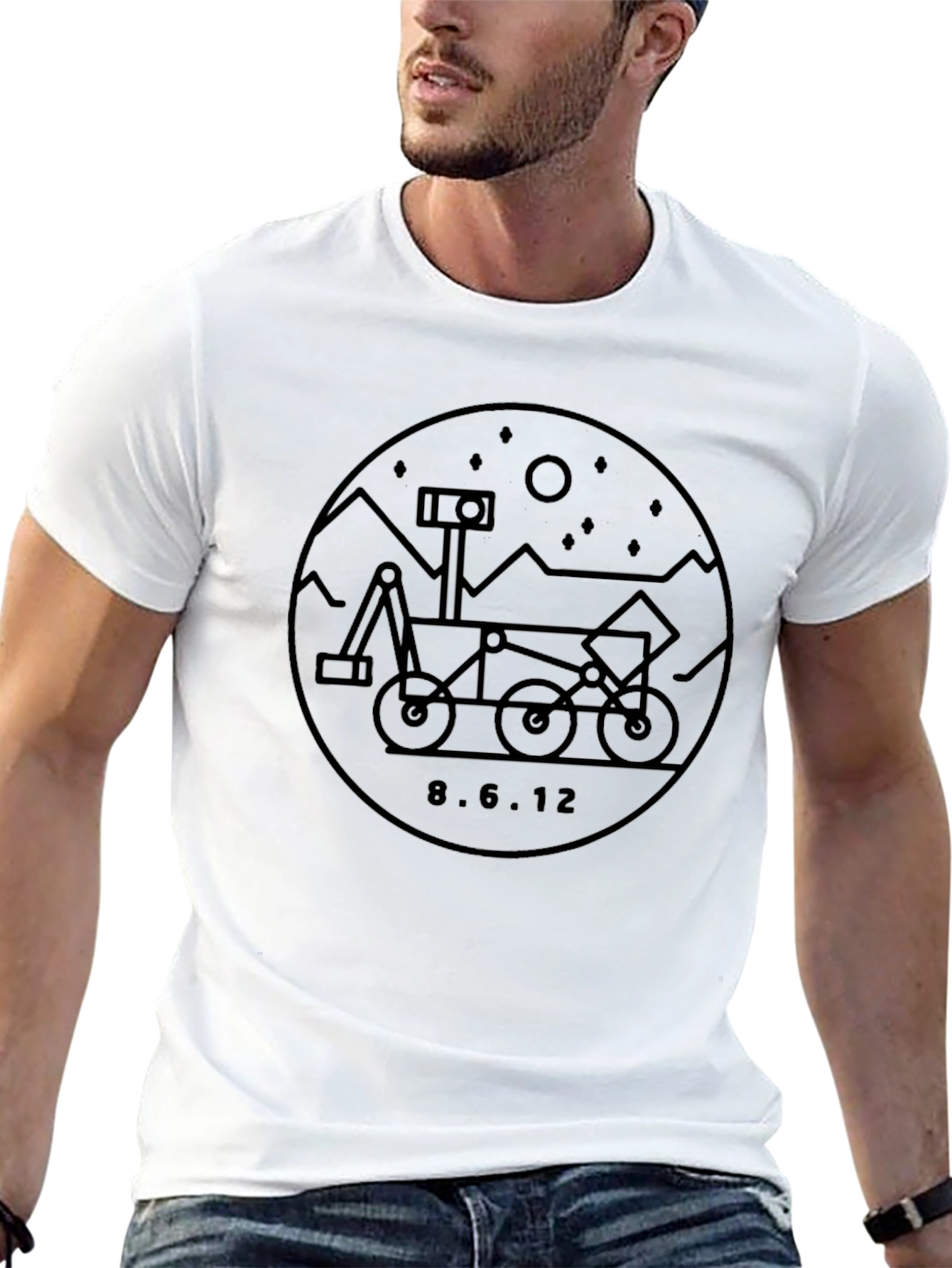 Mars Rover Landing Date Graphic Tee - Black