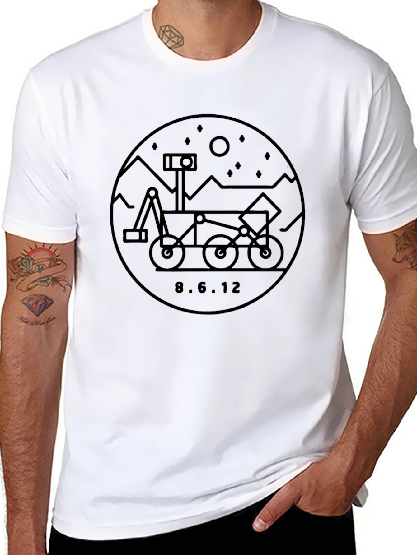 Mars Rover Landing Date Graphic Tee - Black