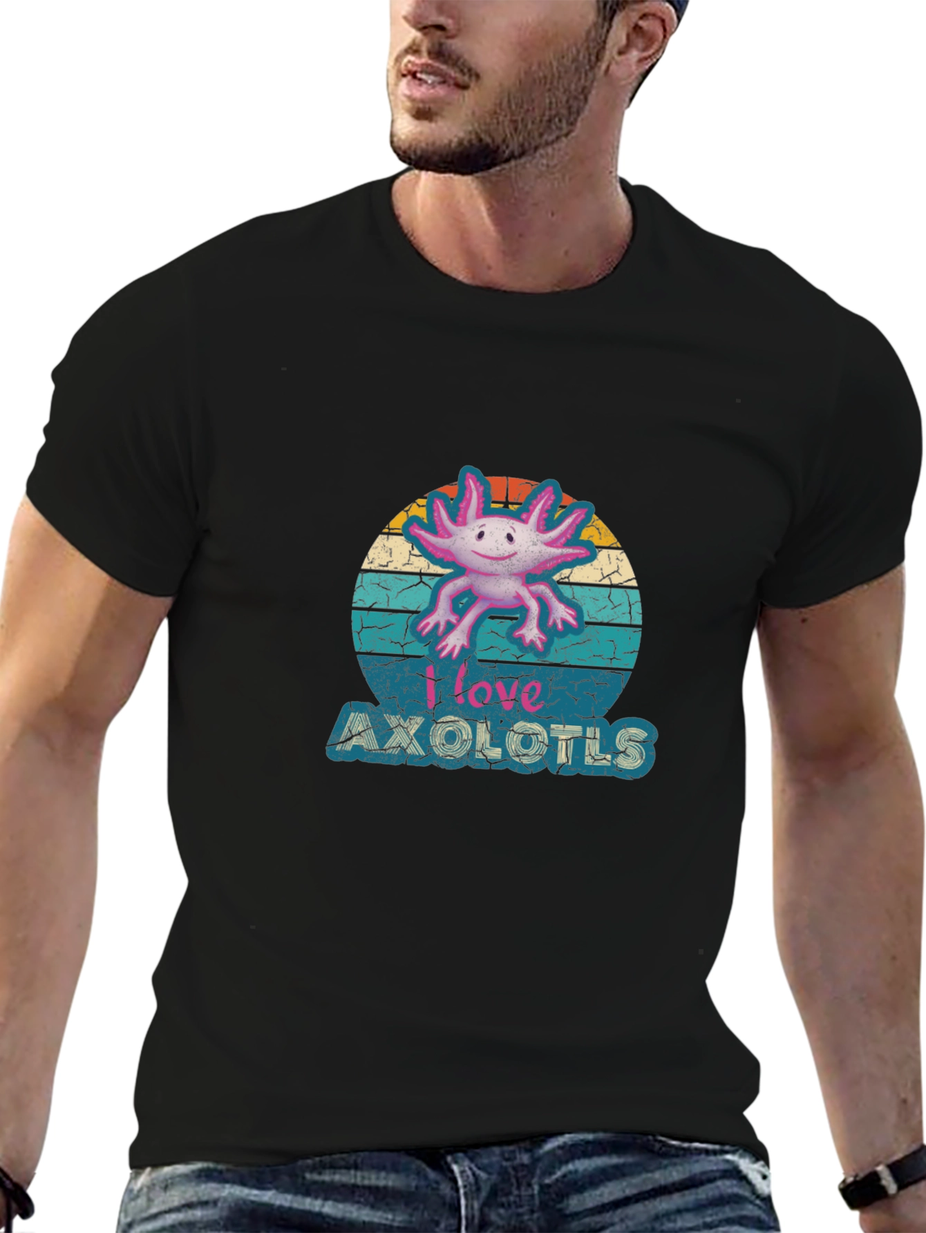 I Love Axolotls T-Shirt - Retro Style