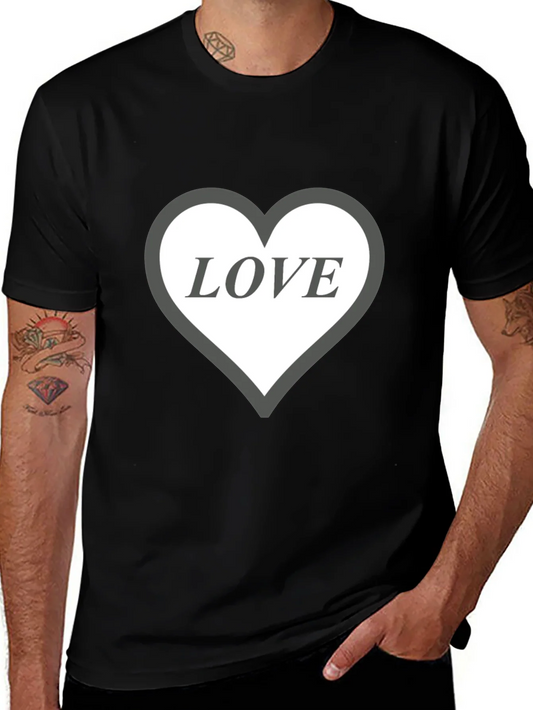 Love Heart Graphic Black T-Shirt