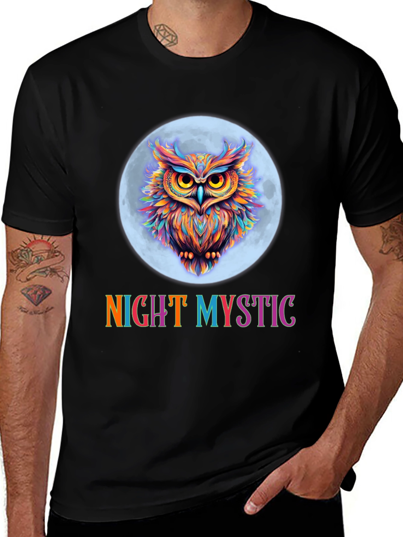 Night Mystic Owl Graphic T-Shirt